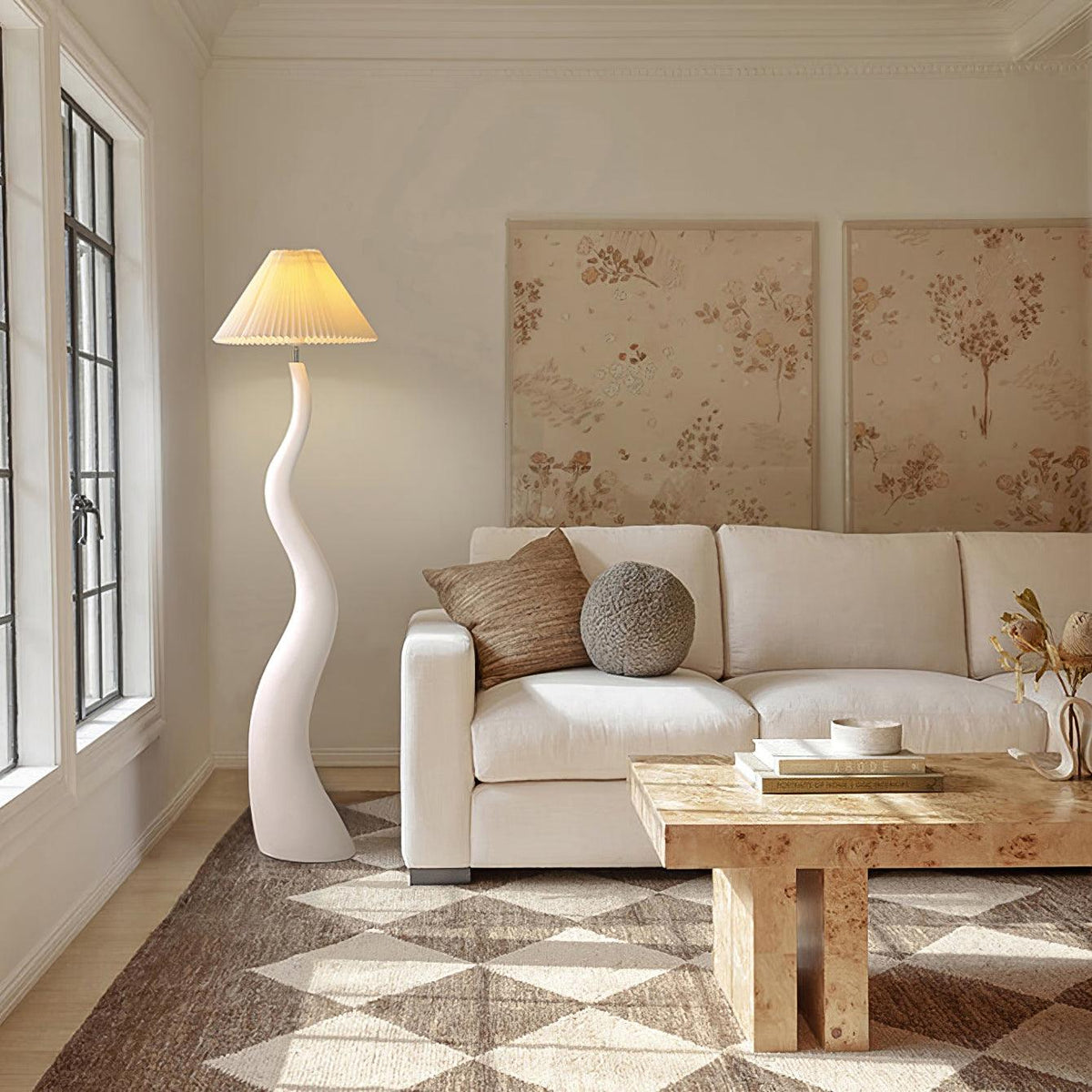Zyvol - Lámpara de Pie Moderna en Resina y Tela - Diseño Orgánico de 165 cm para Salón y Espacios Amplios