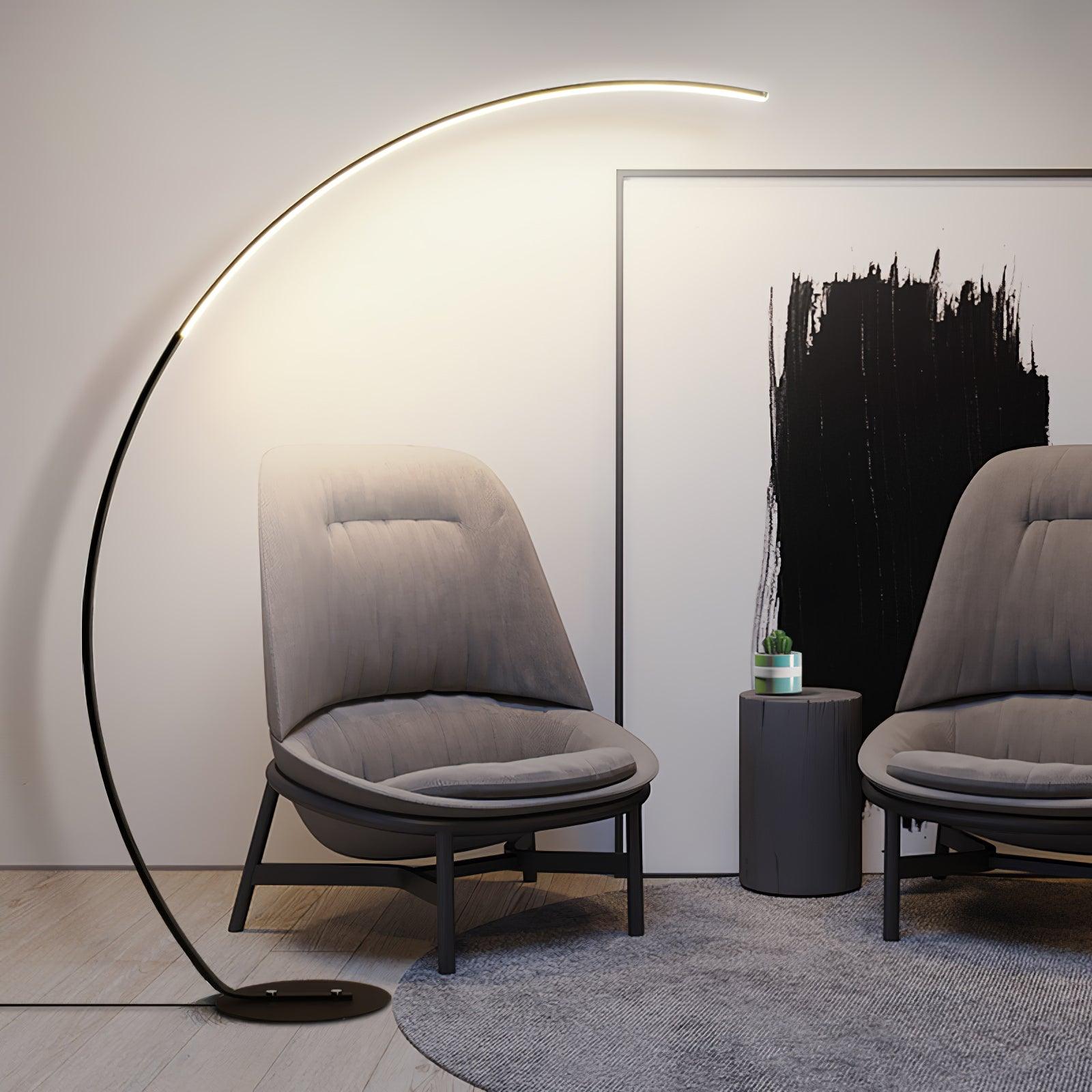 Lámpara de Pie Negra Arco con Luz LED Integrada – Diseño Minimalista para Salón y Espacios Modernos 3