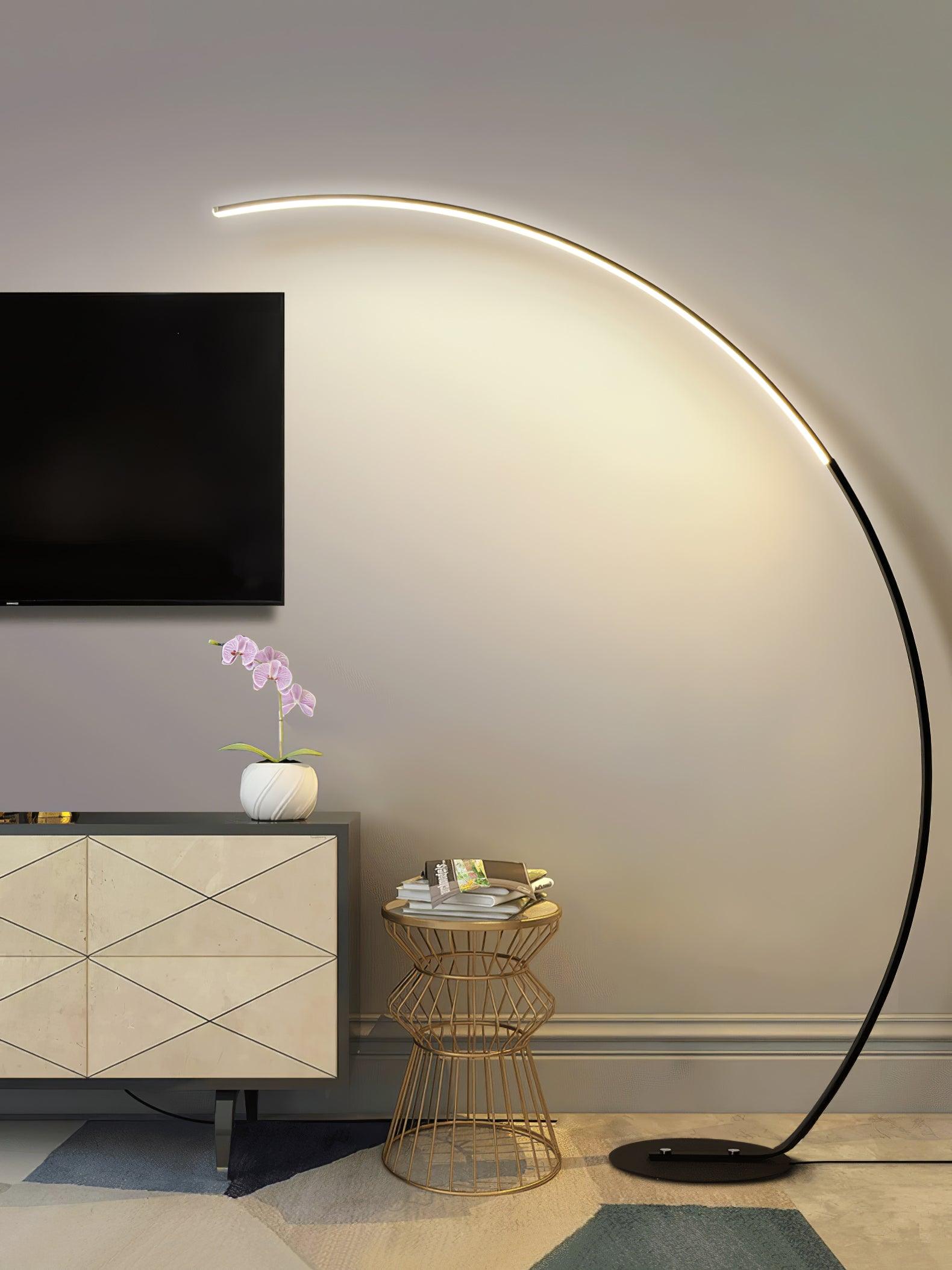 Lámpara de Pie Negra Arco con Luz LED Integrada – Diseño Minimalista para Salón y Espacios Modernos 5