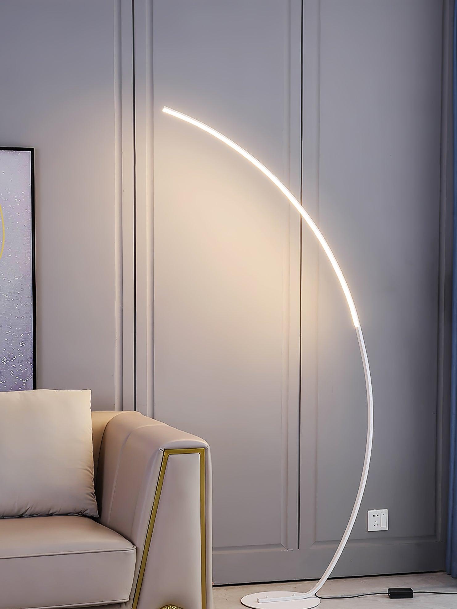 Lámpara de Pie Negra Arco con Luz LED Integrada – Diseño Minimalista para Salón y Espacios Modernos 8