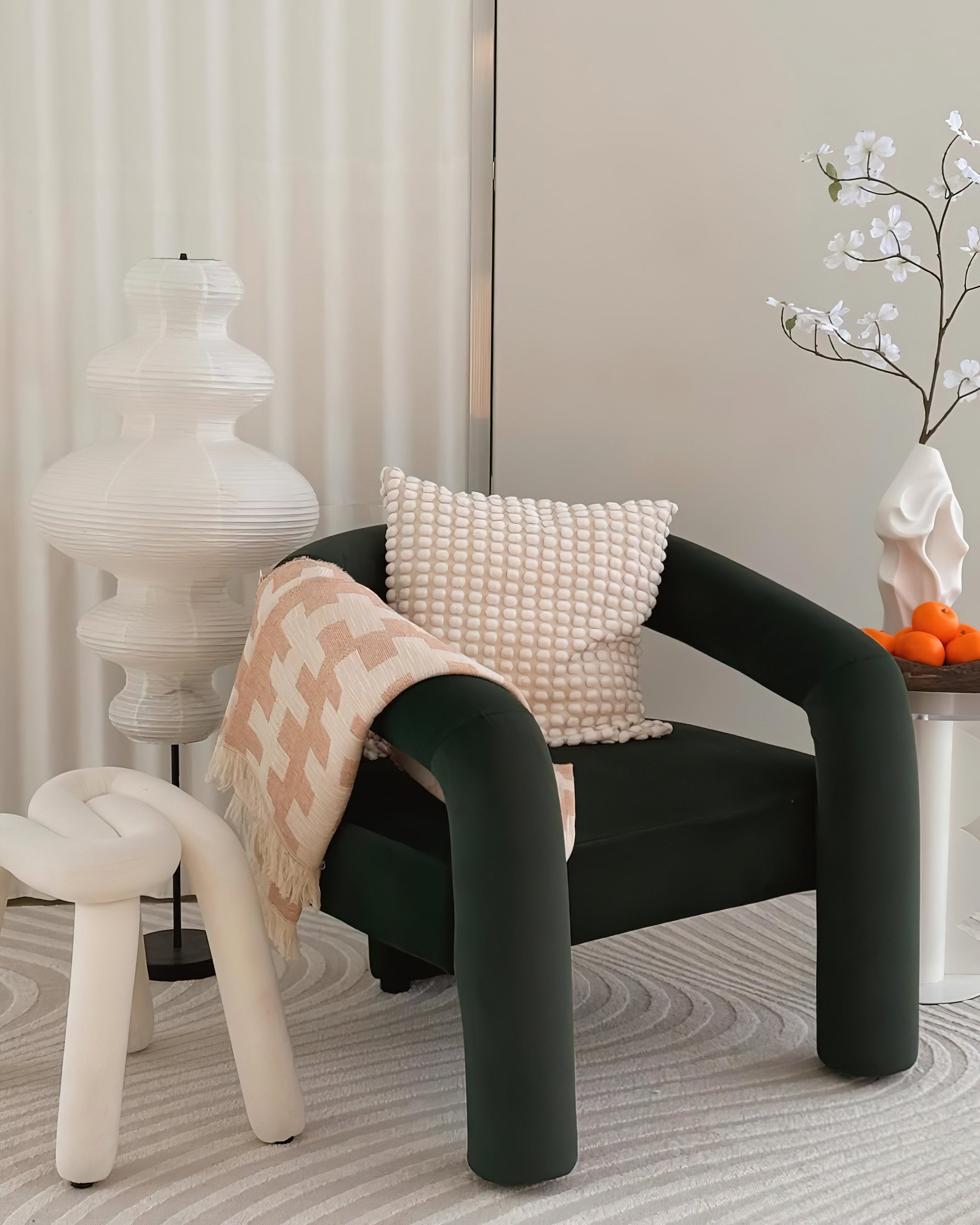 Lámpara de Pie Negra Moderna, Diseño Escultural de Papel Washi para Salón y Espacios Acogedores 7