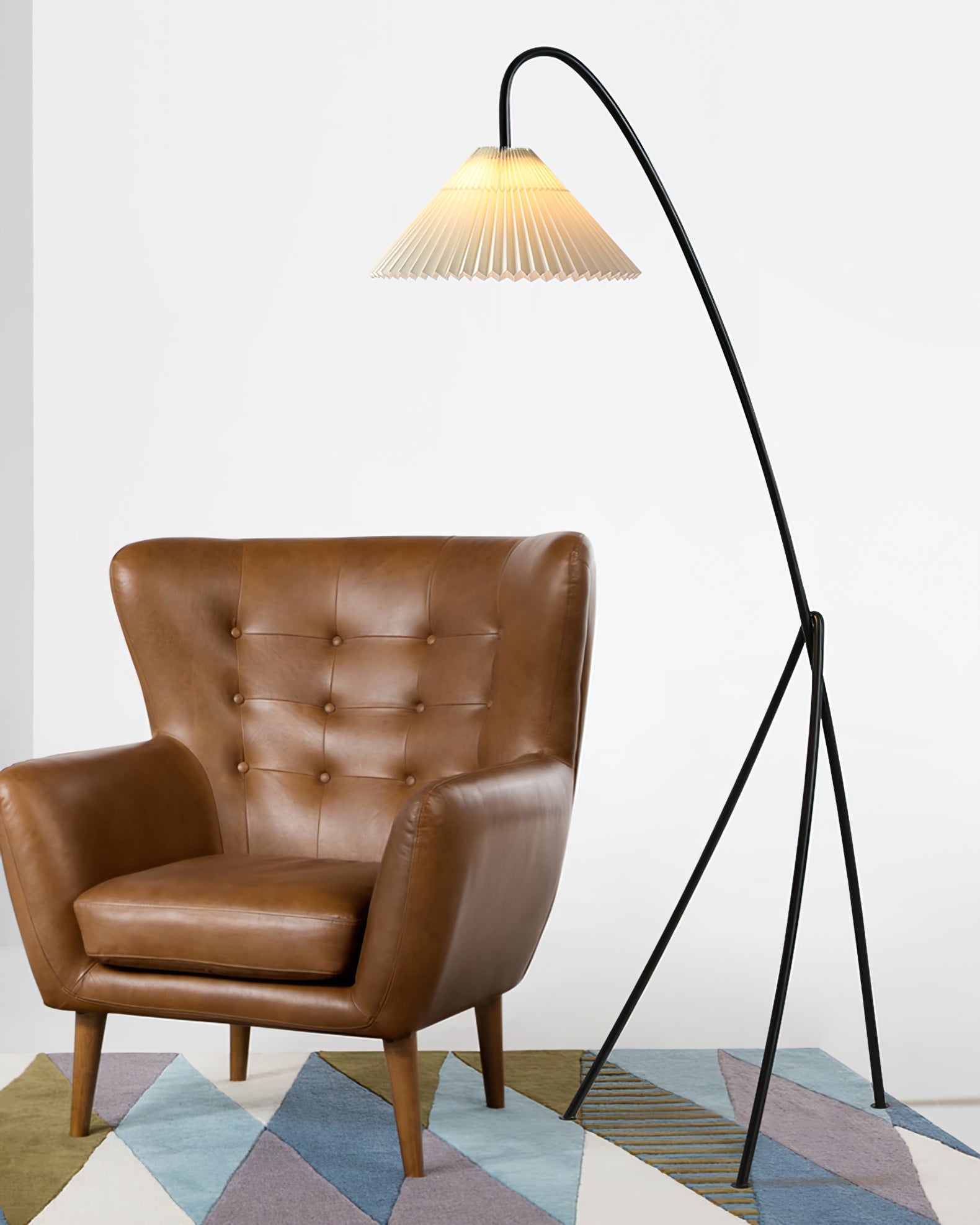 Lámpara de Pie Trípode Moderna Negra con Pantalla de Tela – Ideal para Sala y Dormitorio, Estilo Elegante y Funcional 6