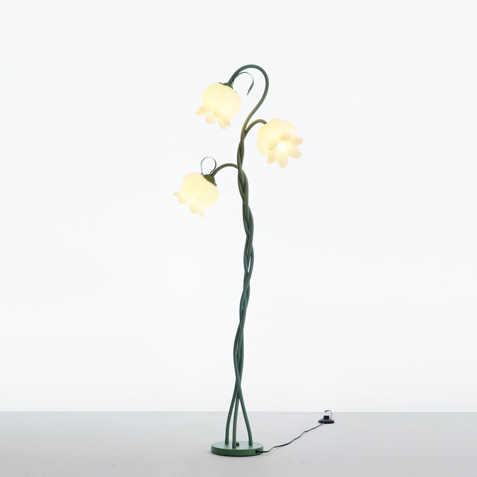 Lámpara de Pie Tulipán Flexible con Pantallas en Forma de Flor y Acabado Verde – Ideal para Salón y Decoración Moderna 0