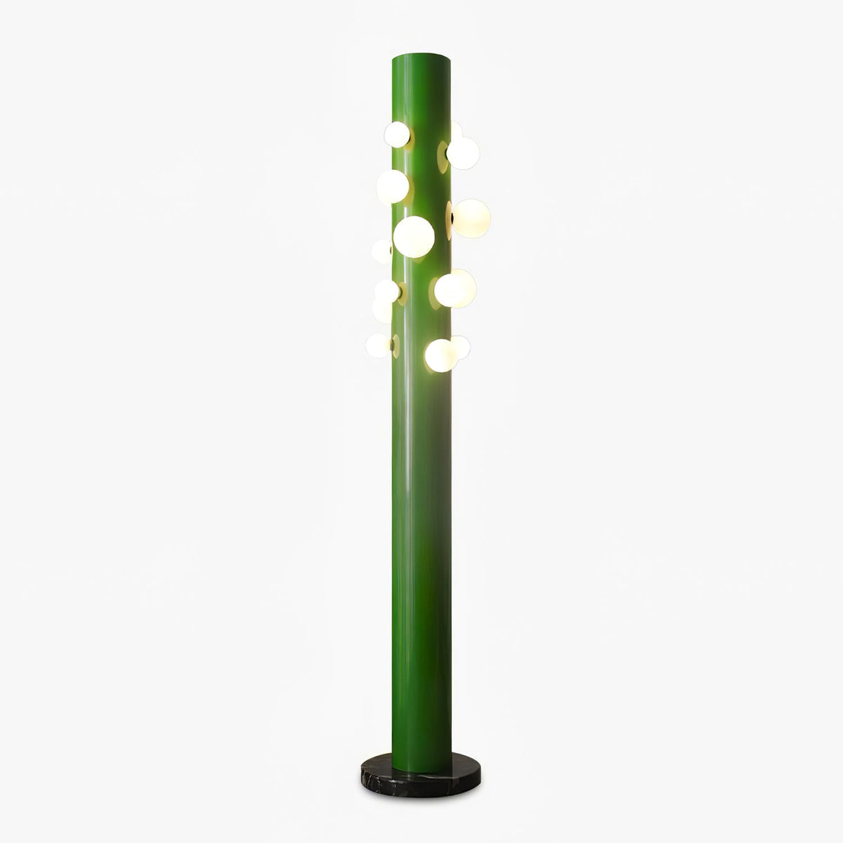 Lámpara de Pie Verde de Metal y Vidrio con Interruptor de Encendido y Apagado