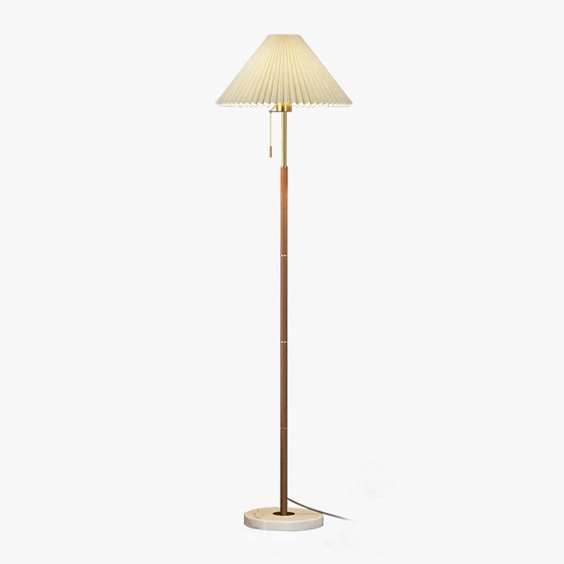 Lámpara de Pie Vintage con Base de Mármol y Pantalla Plisada – Luz Cálida para Salón Moderno 1