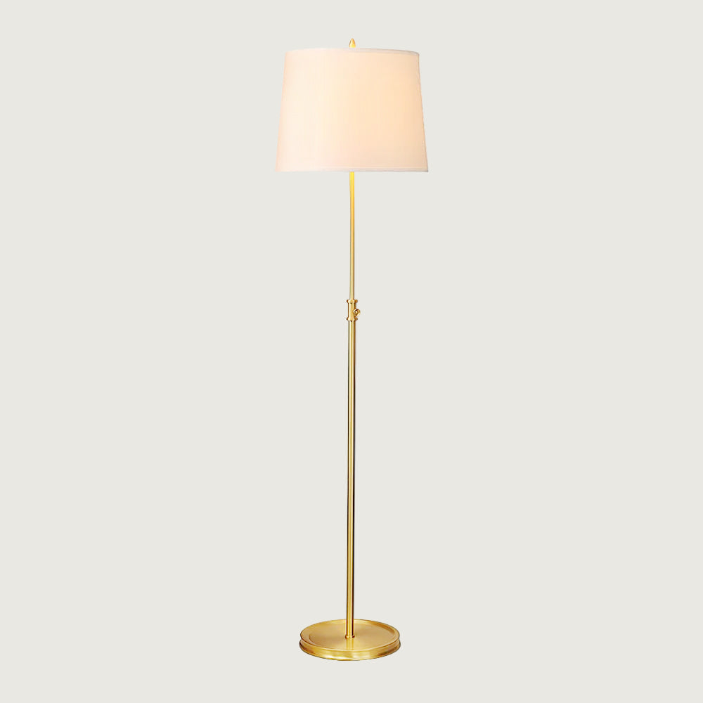 Lámpara de Pie Vintage de Bronce con Pantalla de Lino Blanco – Ideal para Salas y Oficinas 1