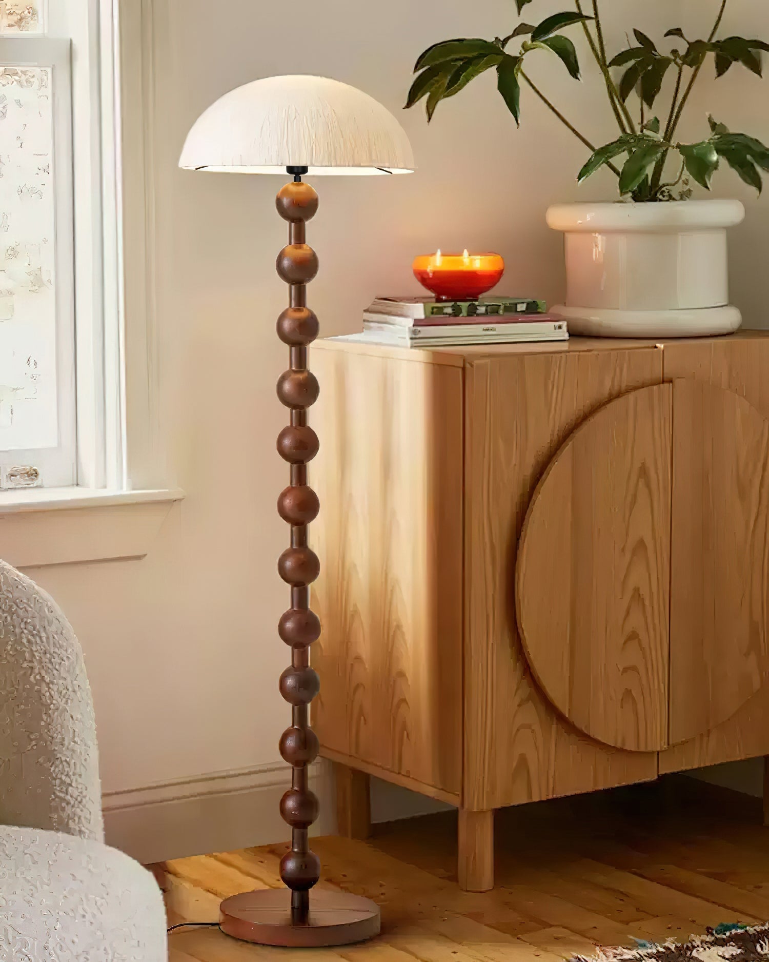 Lámpara de Pie con Diseño Escultural de Madera y Pantalla de Papel de Arroz – Ideal para Decoración Interior 3