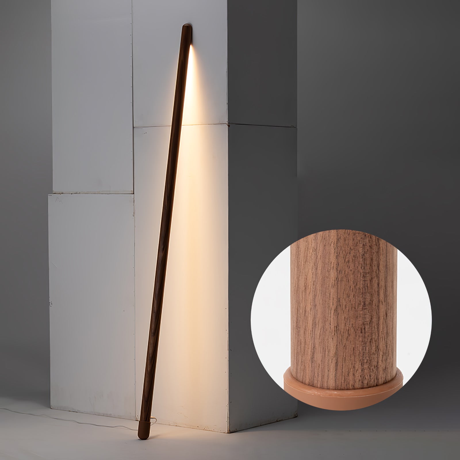 Lámpara de Pie de Madera con Luz LED Integrada y Diseño Moderno para Salón - Elegante y Funcional 0