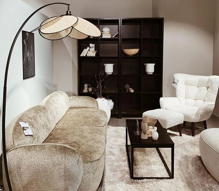 Lámpara de Pie de Ratan Moderna con Luz Cálida – Iluminación Elegante para Salón y Hogar, Diámetro 70 cm, Altura 180 cm 2