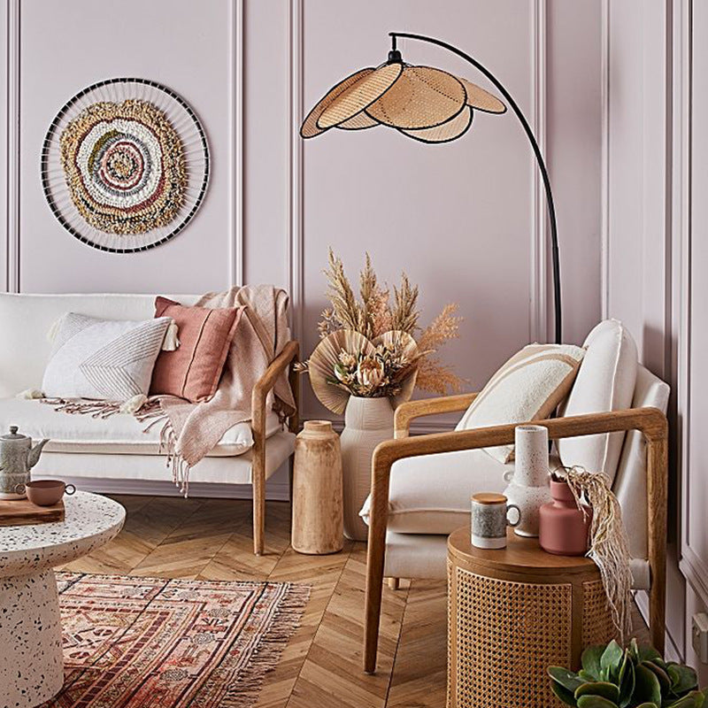 Lámpara de Pie de Ratan Moderna con Luz Cálida – Iluminación Elegante para Salón y Hogar, Diámetro 70 cm, Altura 180 cm 3