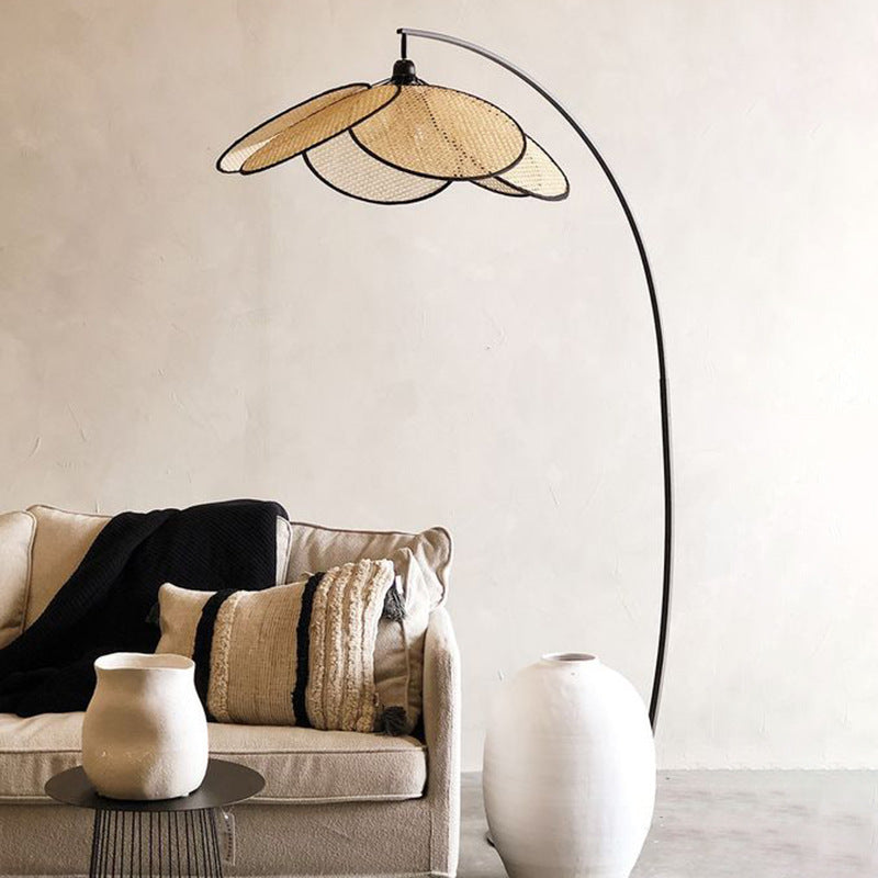 Lámpara de Pie de Ratan Moderna con Luz Cálida – Iluminación Elegante para Salón y Hogar, Diámetro 70 cm, Altura 180 cm 4