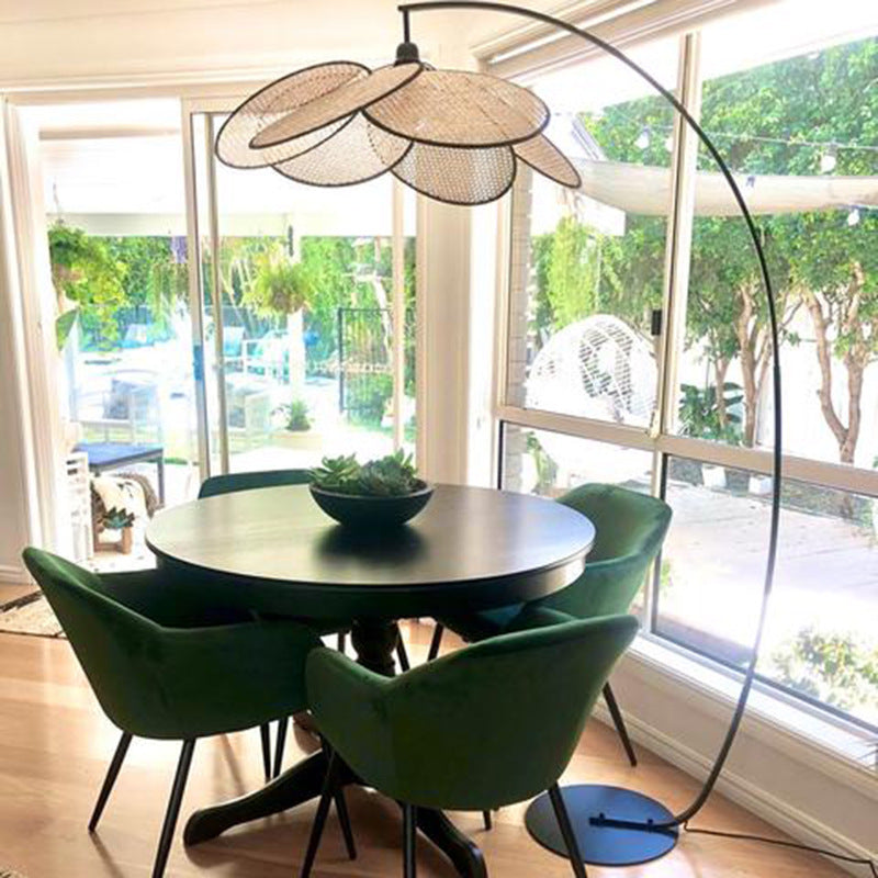Lámpara de Pie de Ratan Moderna con Luz Cálida – Iluminación Elegante para Salón y Hogar, Diámetro 70 cm, Altura 180 cm 5