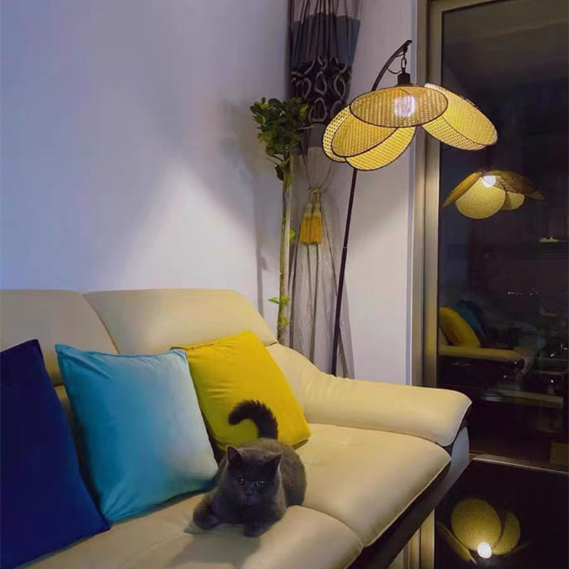 Lámpara de Pie de Ratan Moderna con Luz Cálida – Iluminación Elegante para Salón y Hogar, Diámetro 70 cm, Altura 180 cm 6