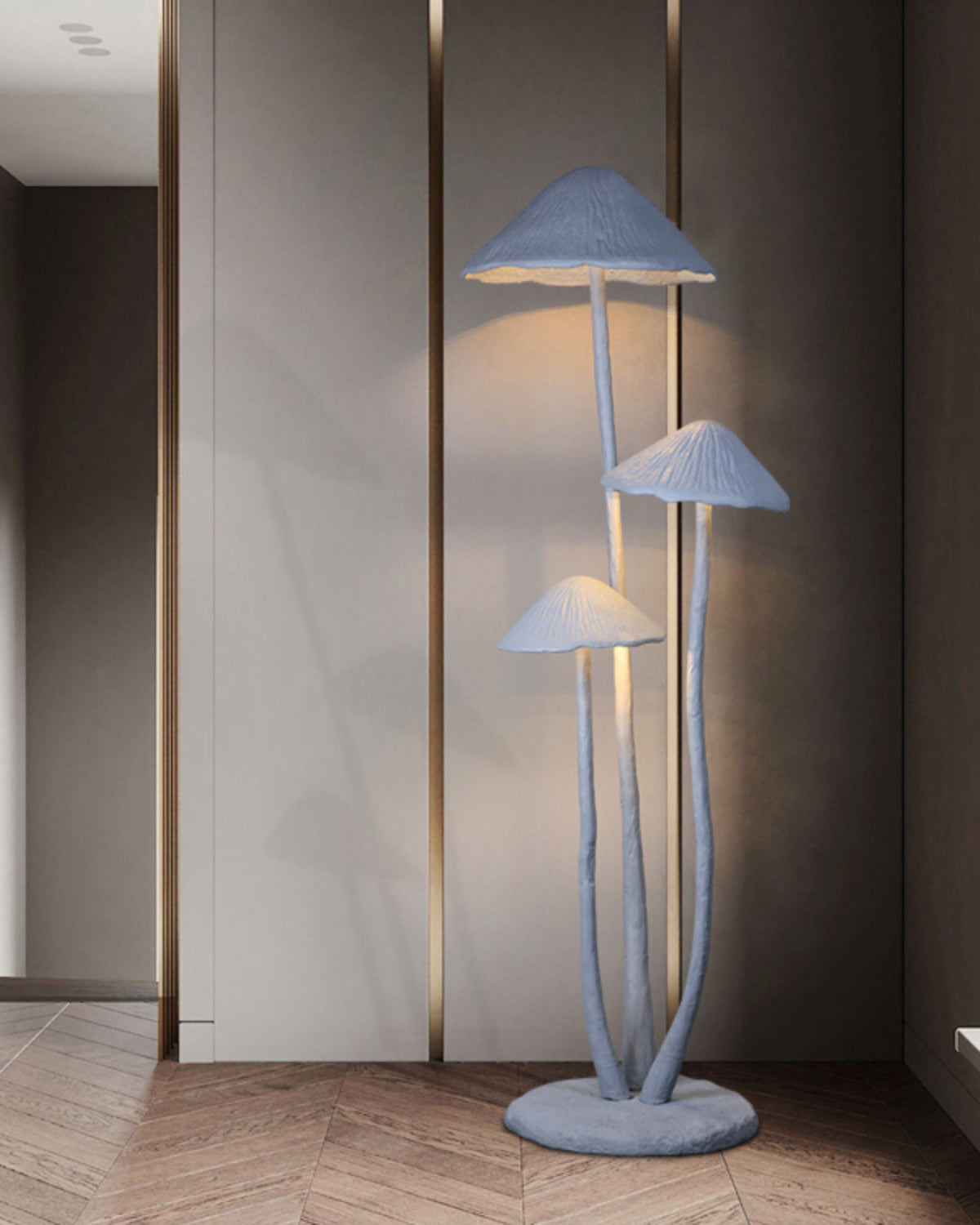 Lámpara de Suelo Escultura de Hongo LED para Salón – Diseño Natural en Gris, Verde y Blanco, Altura 186cm 5
