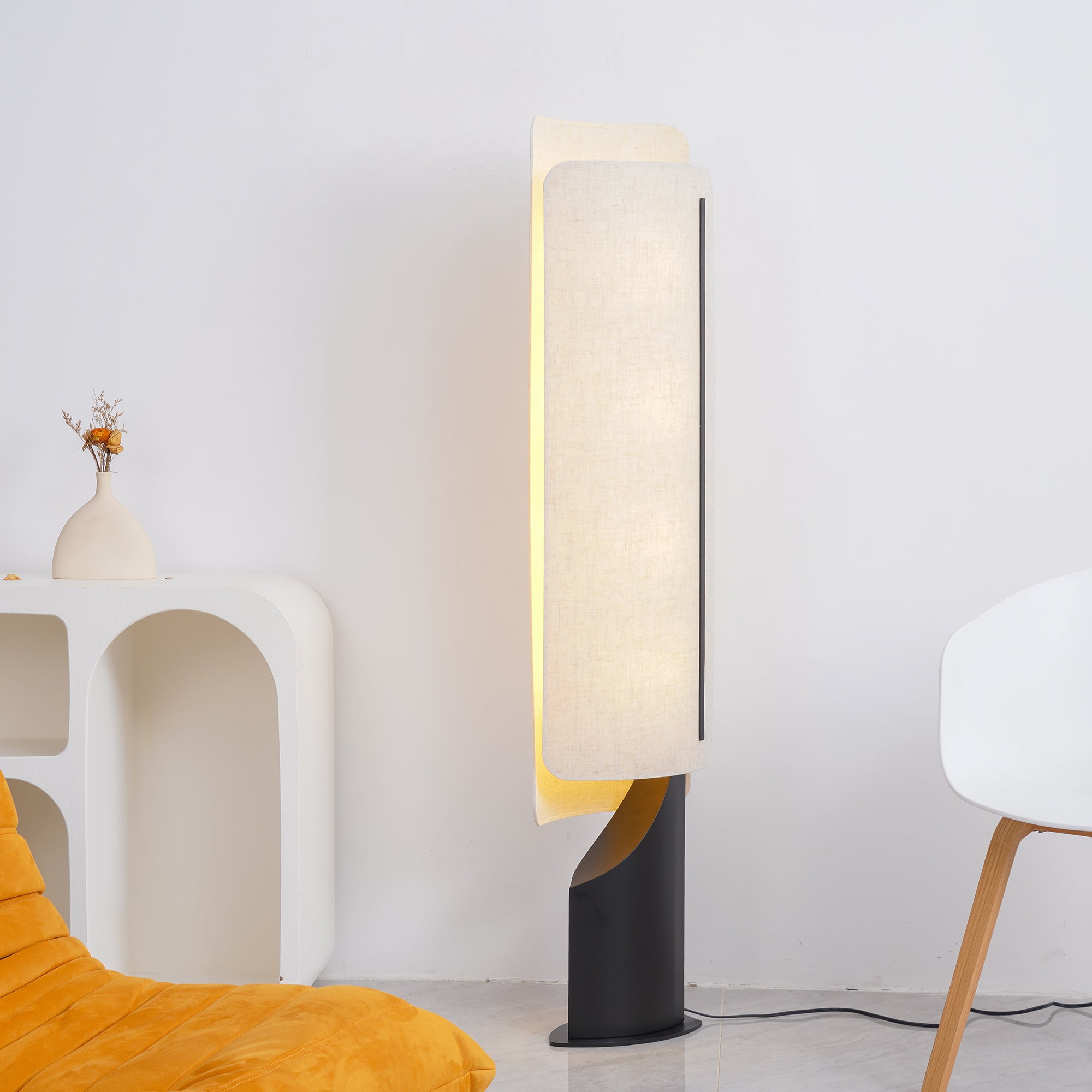 Lámpara de Suelo Moderna Ibiza con Base de Abaca y Pantalla de Lino – Altura 158 cm 8
