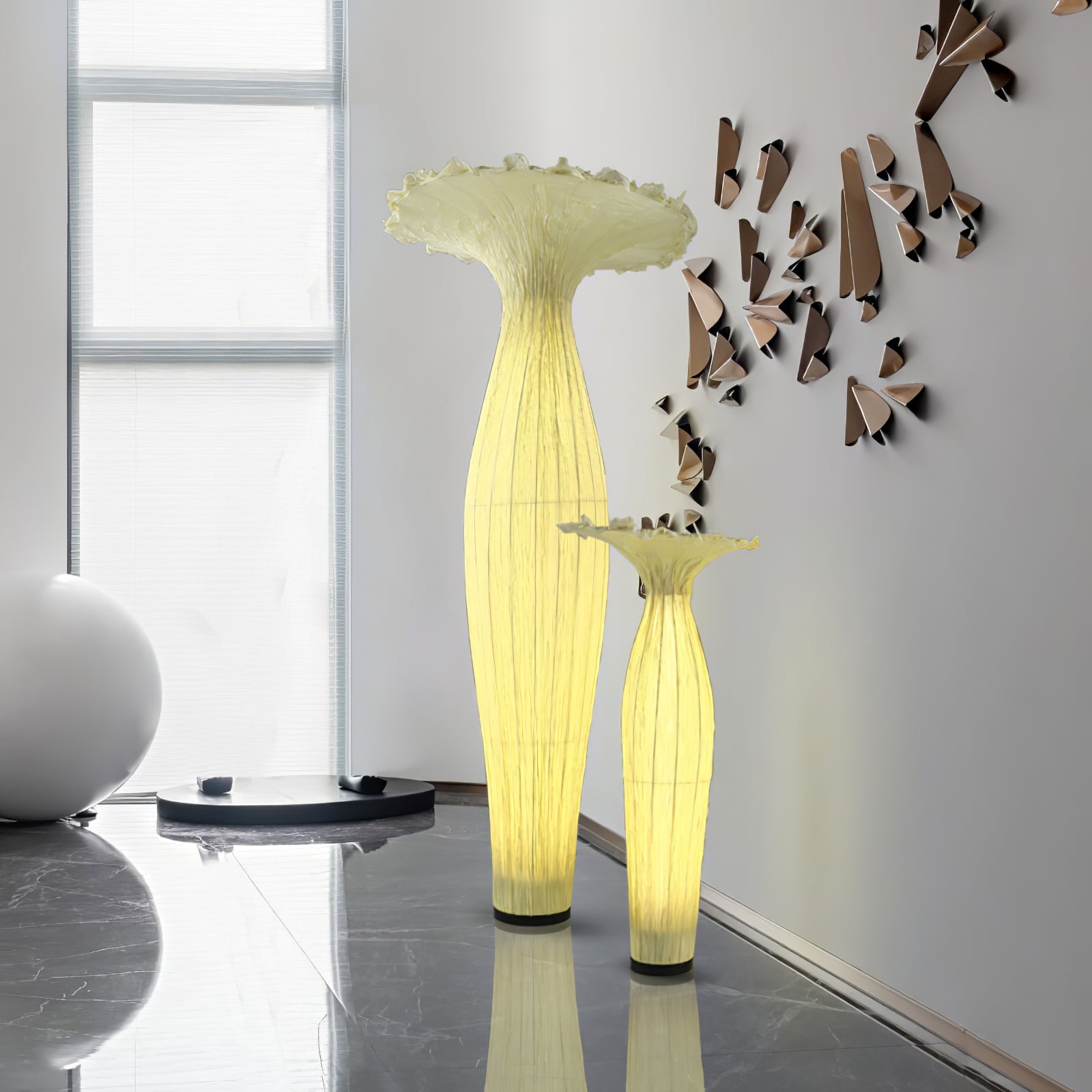Lámpara de Suelo de Tela en Forma de Jarrón con Diseño Moderno y Elegante 6