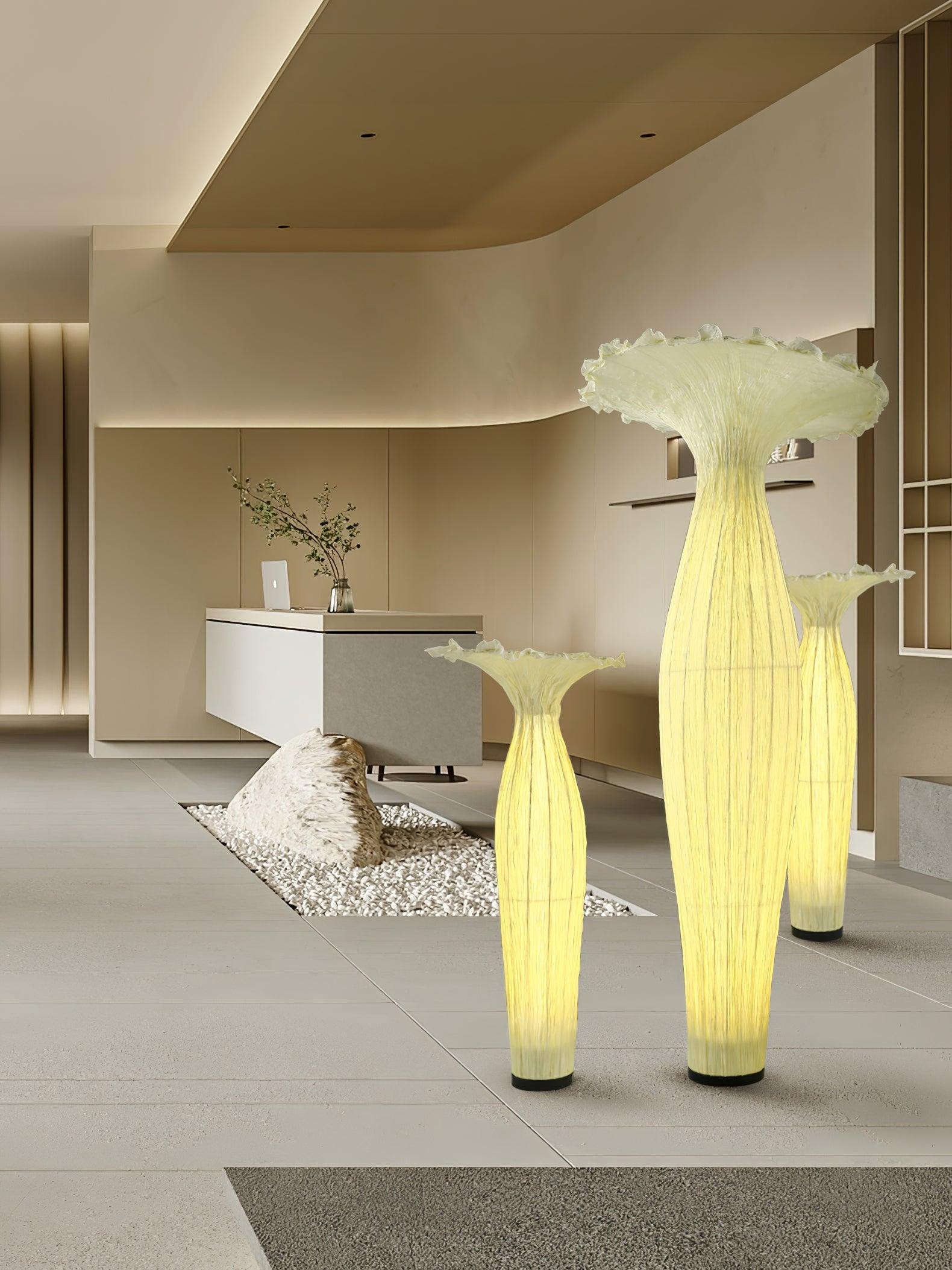 Lámpara de Suelo de Tela en Forma de Jarrón con Diseño Moderno y Elegante 7