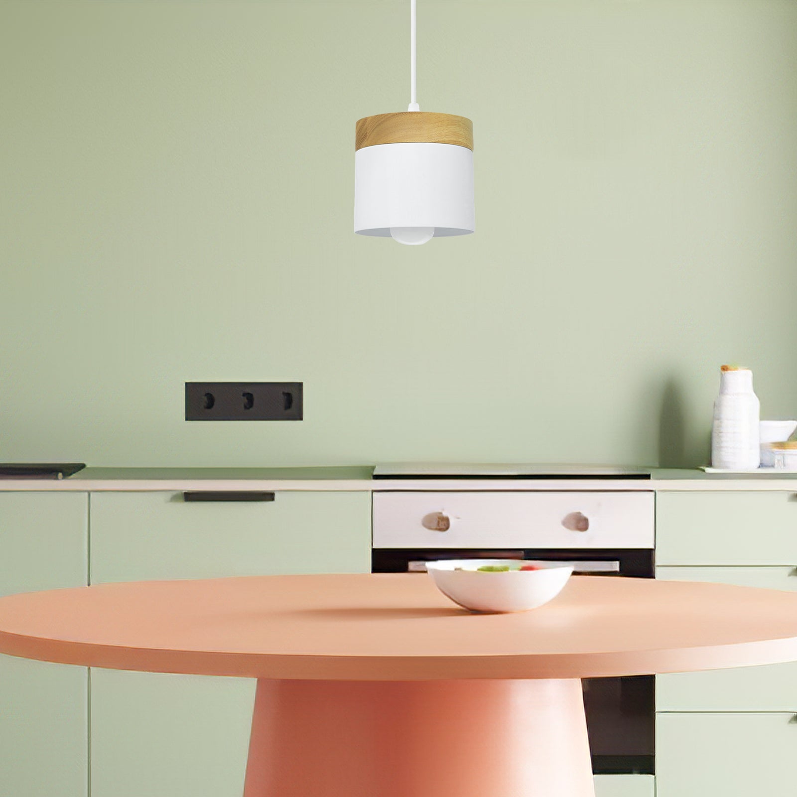 Lámpara de Suspensión Cilíndrica de Madera de Estilo Nórdico 4