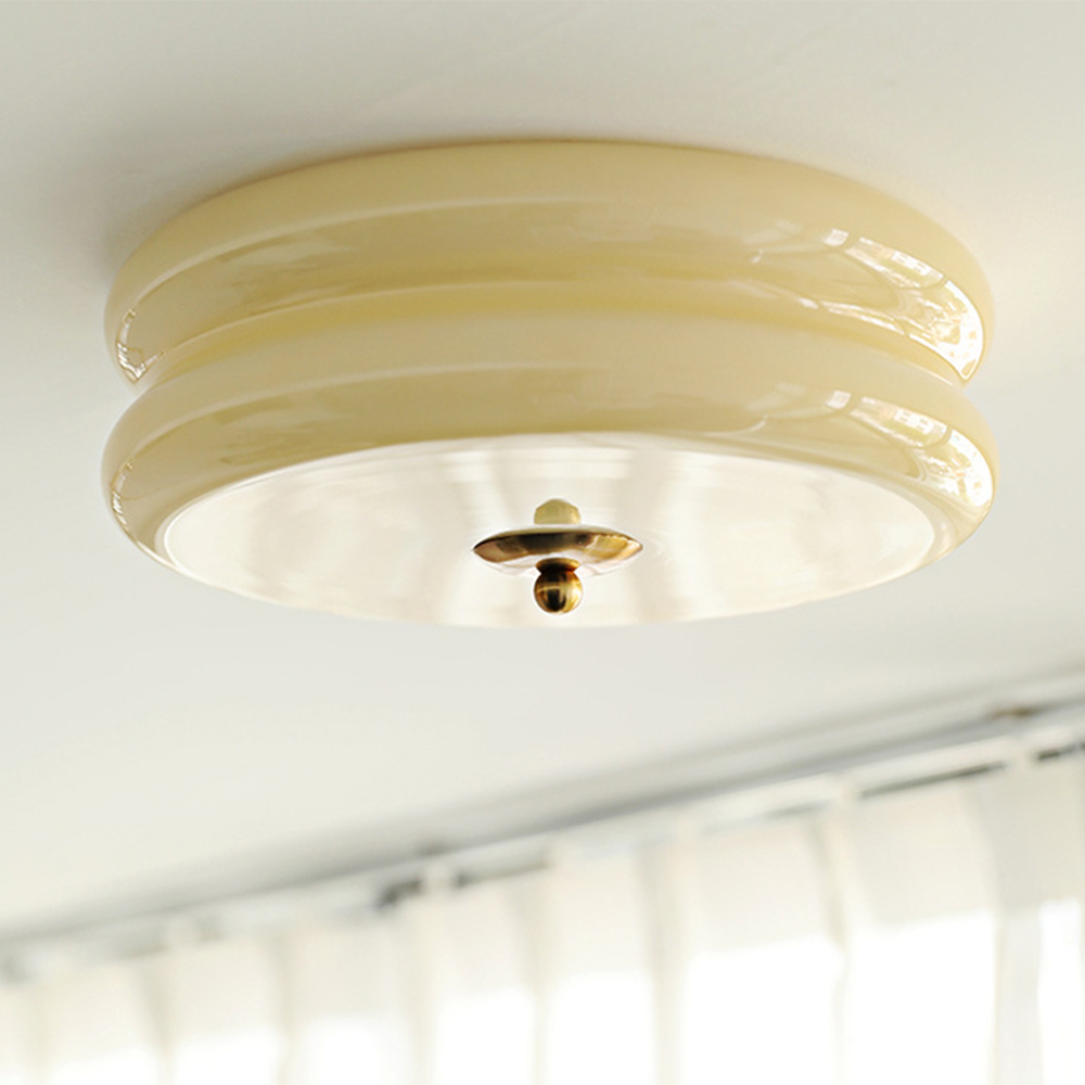 Nuviel - Lámpara de Techo Art Deco en Color Crema con LED Integrado - Diseño Moderno y Elegante para Comedores y Salas de Estar