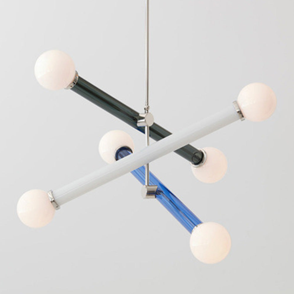 Lámpara de Techo Colorida de Tres Luces para Comedor – Diseño Elegante y Moderno en Vidrio y Hierro 2