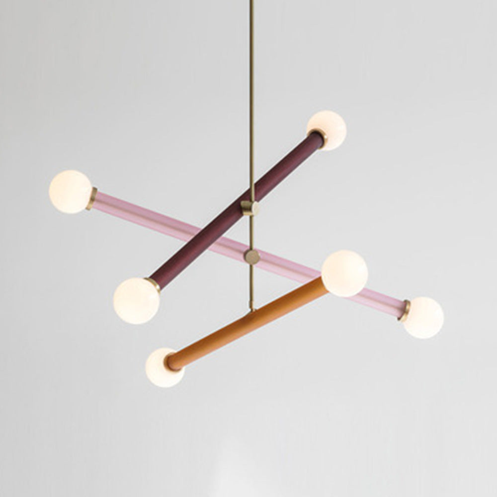 Lámpara de Techo Colorida de Tres Luces para Comedor – Diseño Elegante y Moderno en Vidrio y Hierro 3