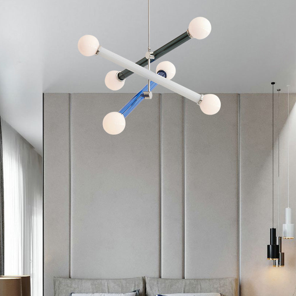 Lámpara de Techo Colorida de Tres Luces para Comedor – Diseño Elegante y Moderno en Vidrio y Hierro 5