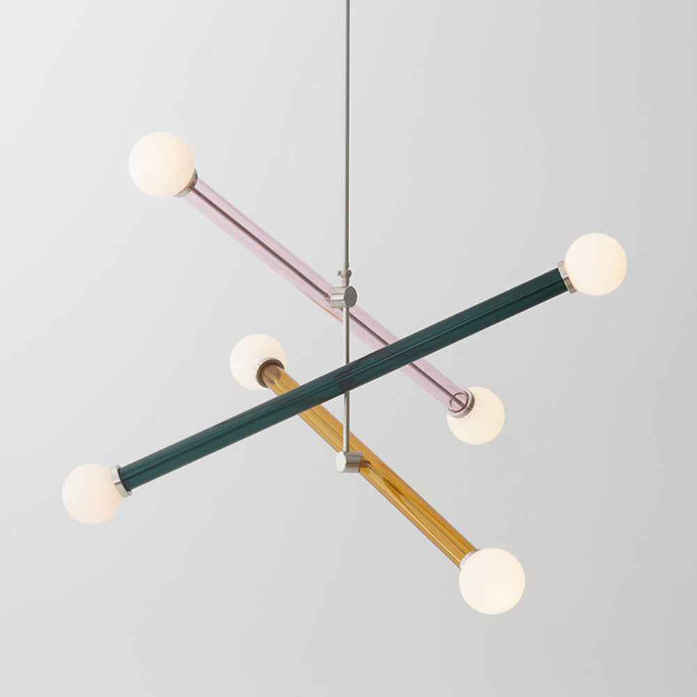 Lámpara de Techo Colorida de Tres Luces para Comedor – Diseño Elegante y Moderno en Vidrio y Hierro 6