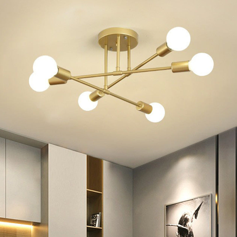 Lámpara de Techo Creativa de Hierro con Múltiples Cabezas para Iluminación Moderna en Dormitorio y Salón 4