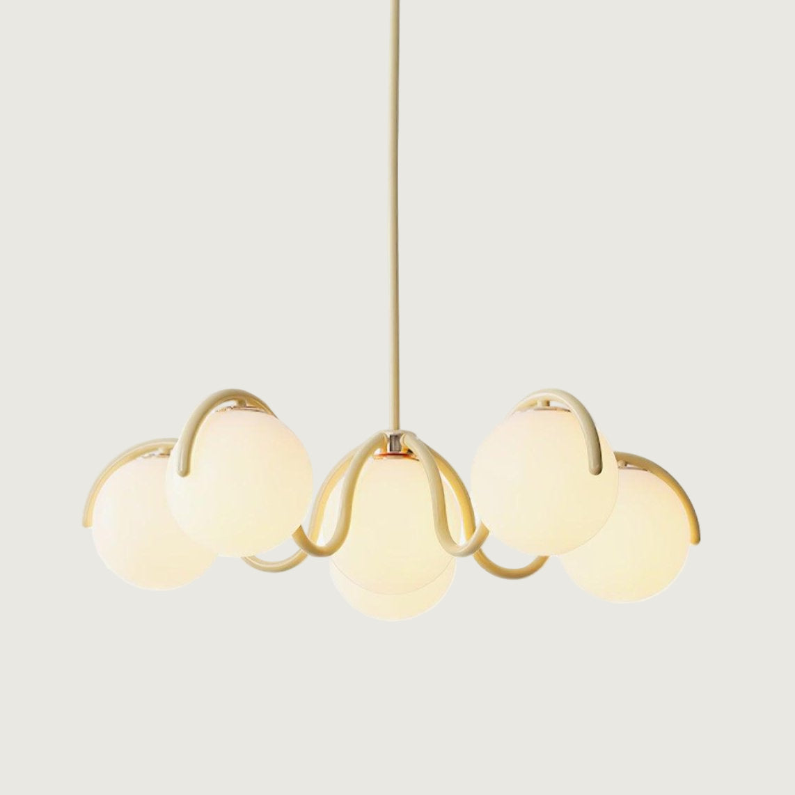 Lámpara de Techo Curva de Metal y Vidrio, Diseño Moderno para Comedor y Cocina, 69 cm, Compatible con LED 1