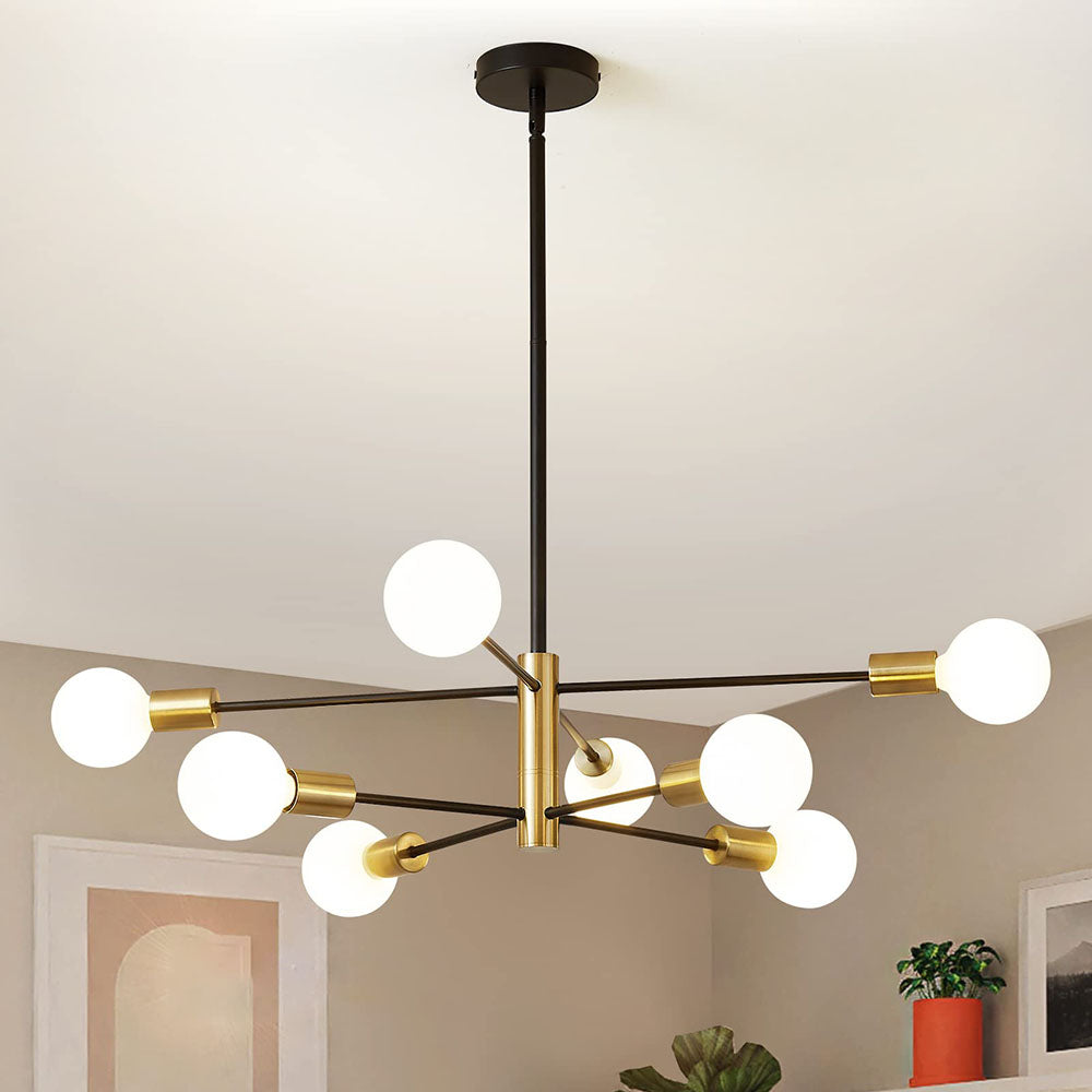 Lámpara de Techo Elegante y Ajustable para Sala de Estar - Chandelier de Hierro en Negro y Dorado 10