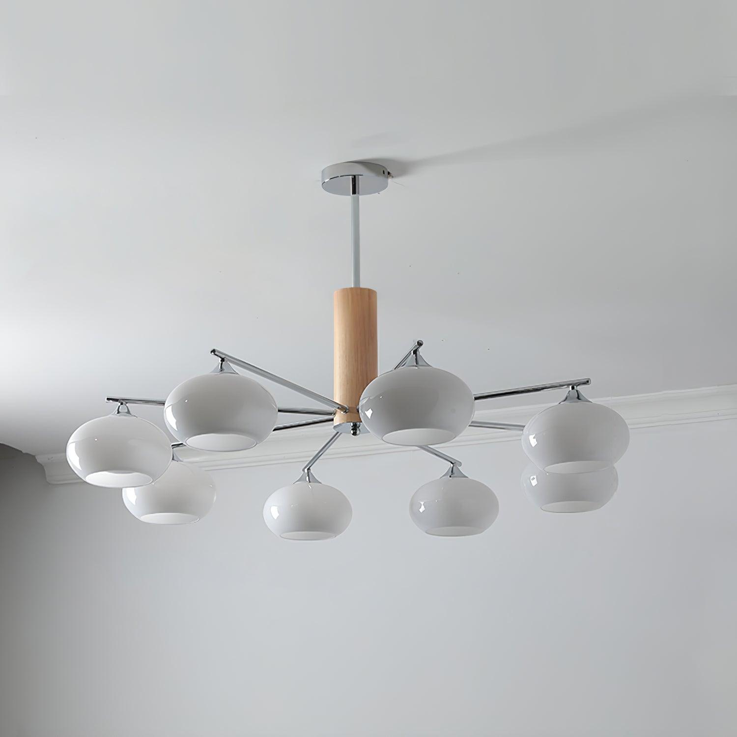Lámpara de Techo Elíptica de Vidrio Persimón, 3/6/8 Lámparas, Diseño Moderno, Altura Ajustable, Ideal para Interiores 10