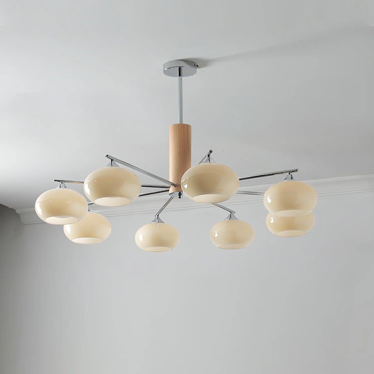 Lámpara de Techo Elíptica de Vidrio Persimón, 3/6/8 Lámparas, Diseño Moderno, Altura Ajustable, Ideal para Interiores 12