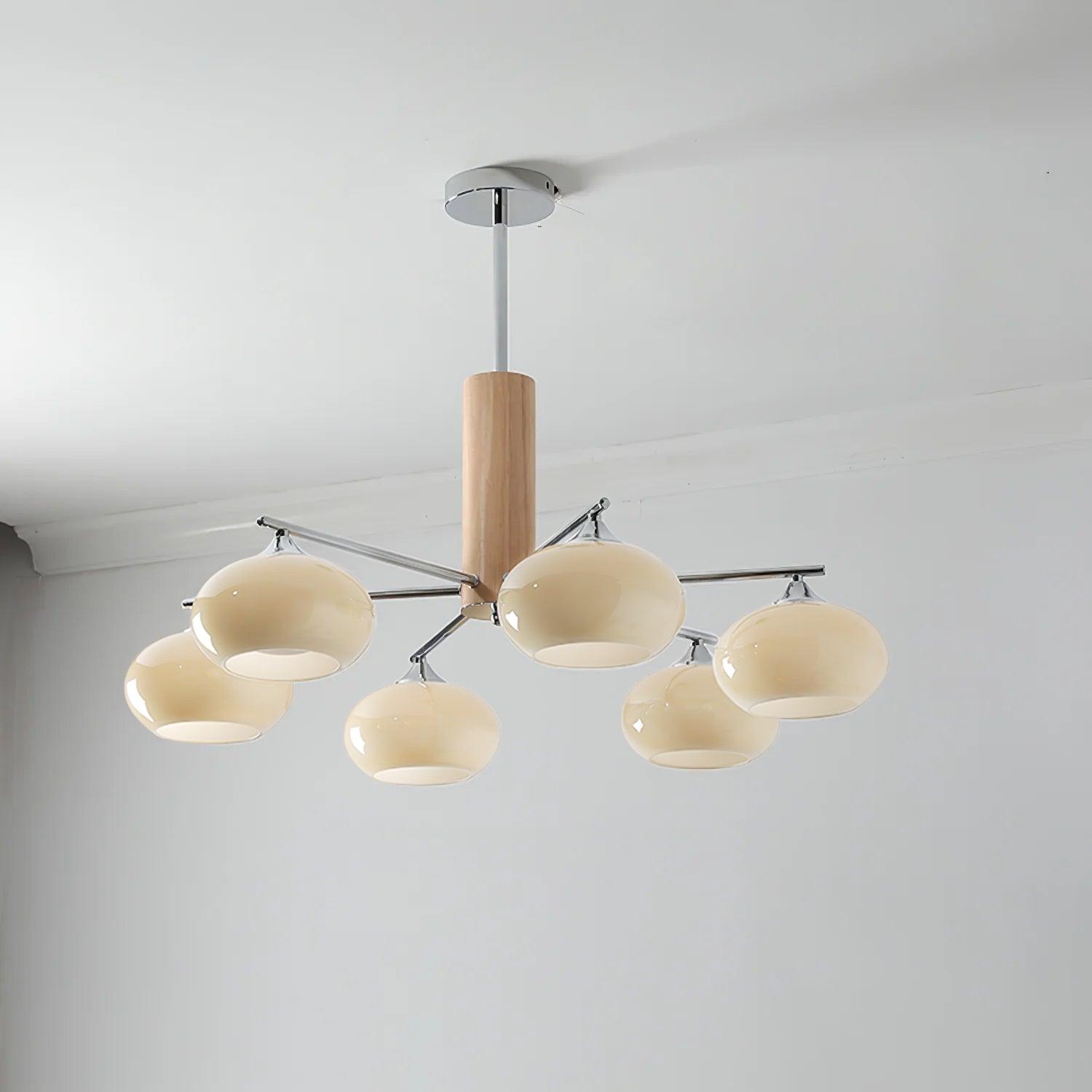 Lámpara de Techo Elíptica de Vidrio Persimón, 3/6/8 Lámparas, Diseño Moderno, Altura Ajustable, Ideal para Interiores 13