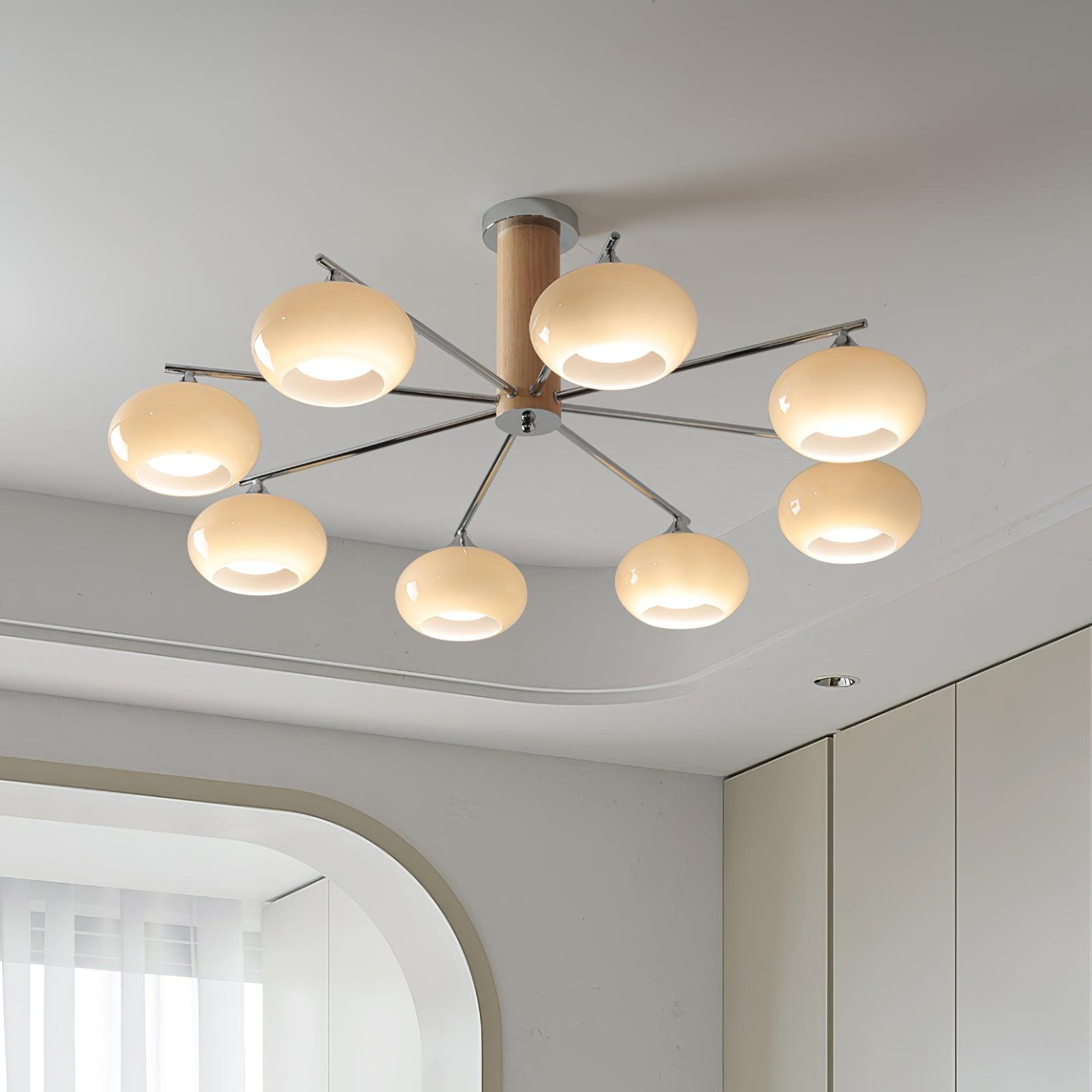 Lámpara de Techo Elíptica de Vidrio Persimón, 3/6/8 Lámparas, Diseño Moderno, Altura Ajustable, Ideal para Interiores 3