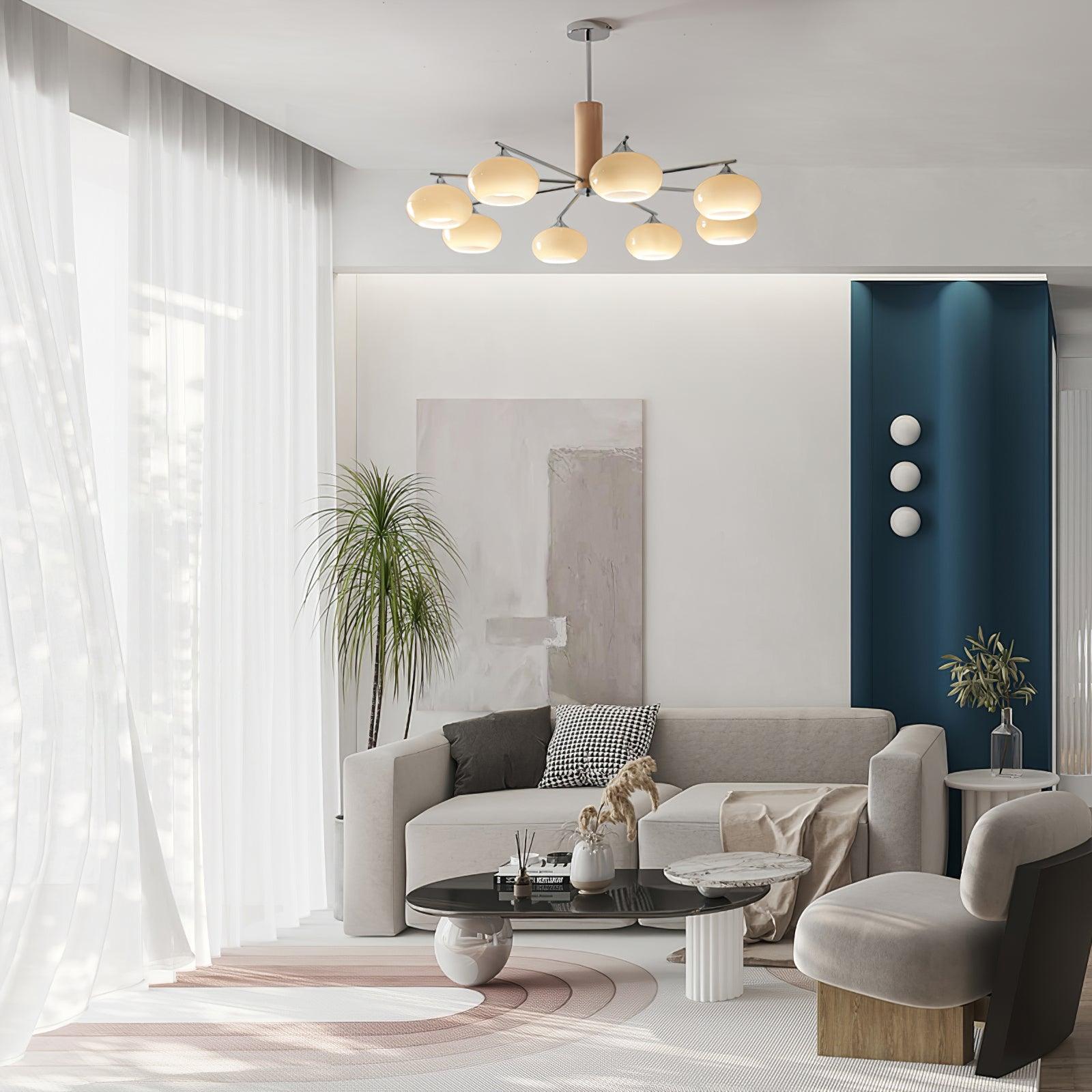 Lámpara de Techo Elíptica de Vidrio Persimón, 3/6/8 Lámparas, Diseño Moderno, Altura Ajustable, Ideal para Interiores 4