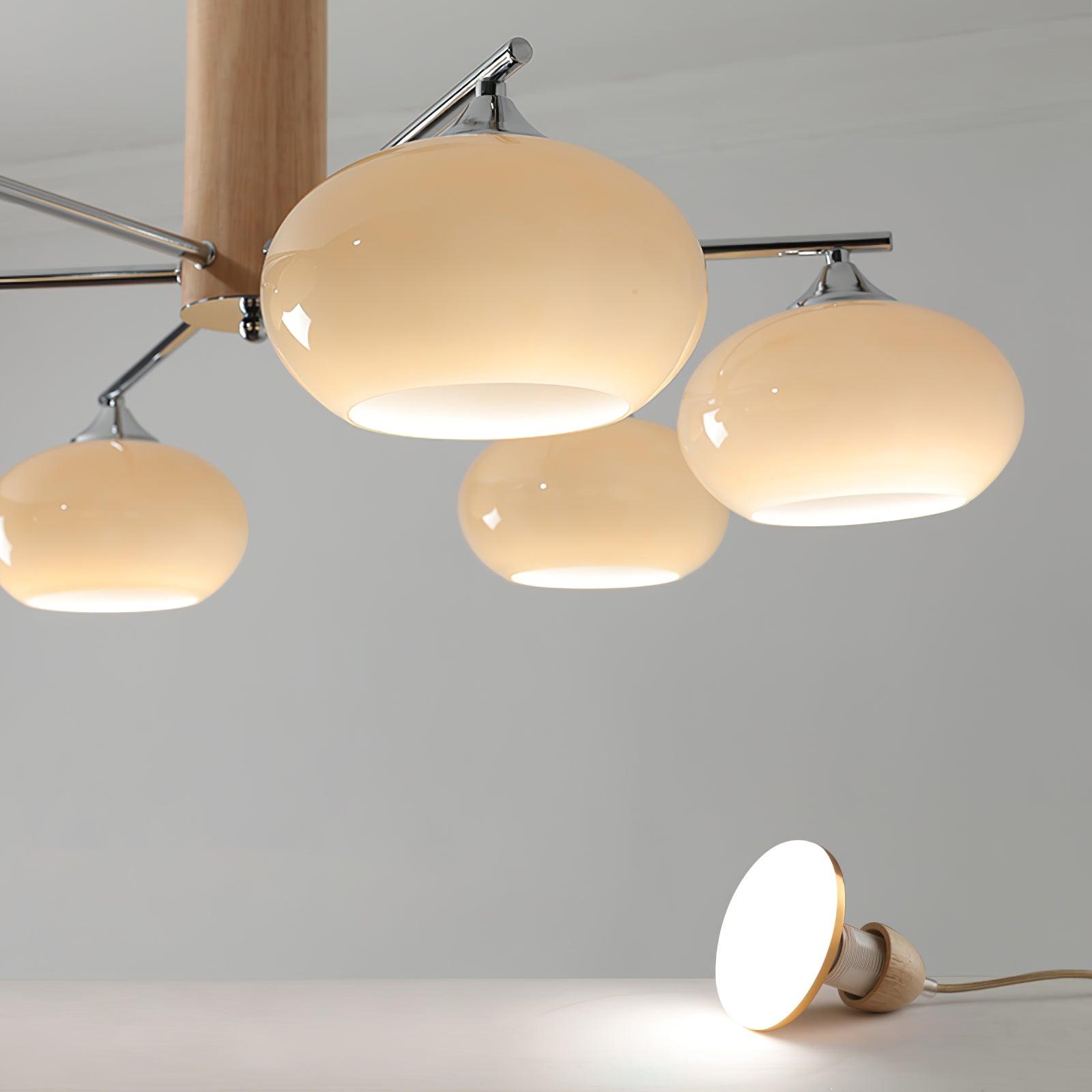 Lámpara de Techo Elíptica de Vidrio Persimón, 3/6/8 Lámparas, Diseño Moderno, Altura Ajustable, Ideal para Interiores 8