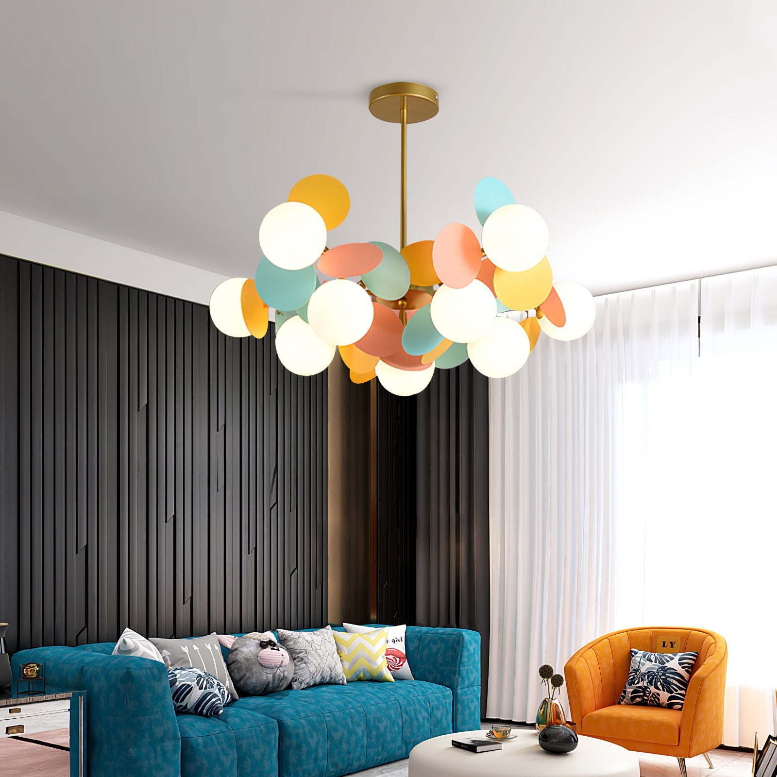 Lámpara de Techo Estilo Árbol Off White con 8-15 Luces, Diseño Geométrico y Botánico, Ideal para Iluminación Moderna y Ambiental 5