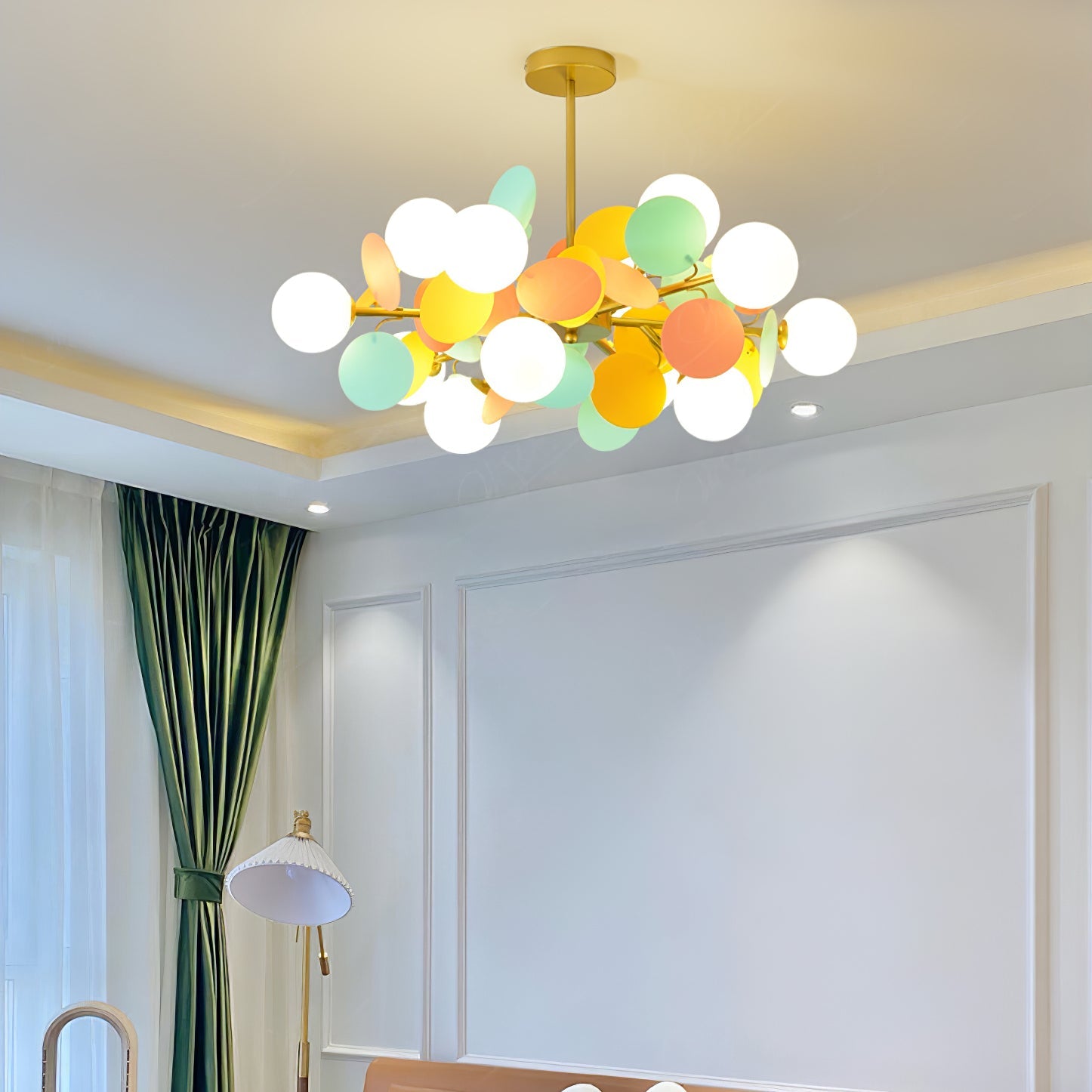 Lámpara de Techo Estilo Árbol Off White con 8-15 Luces, Diseño Geométrico y Botánico, Ideal para Iluminación Moderna y Ambiental 8