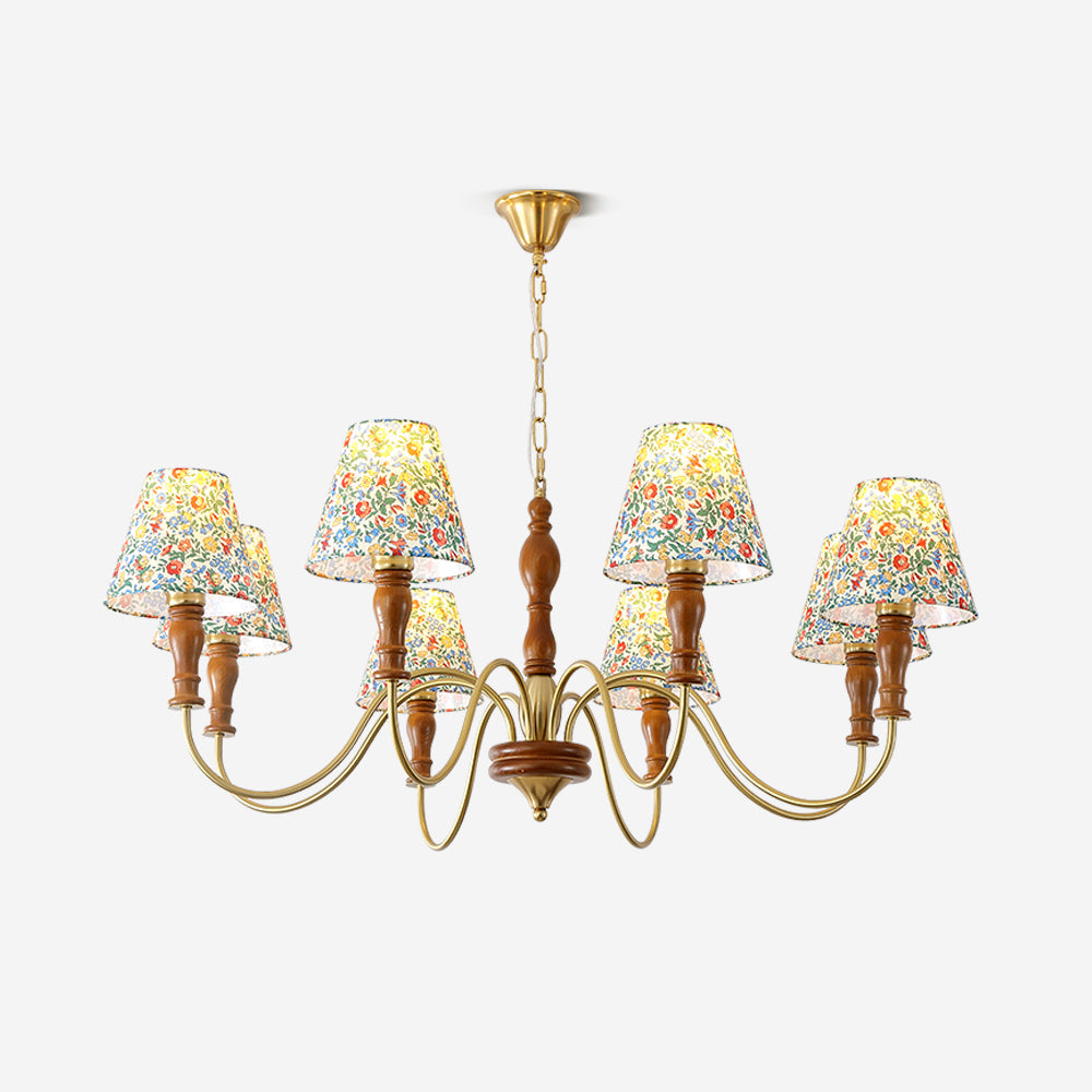 Lámpara de Techo Floral Alyssa de Metal y Madera, 3, 6 o 8 Luces, Ideal para Salones y Comedores - Lámparas de Techo Modernas 1