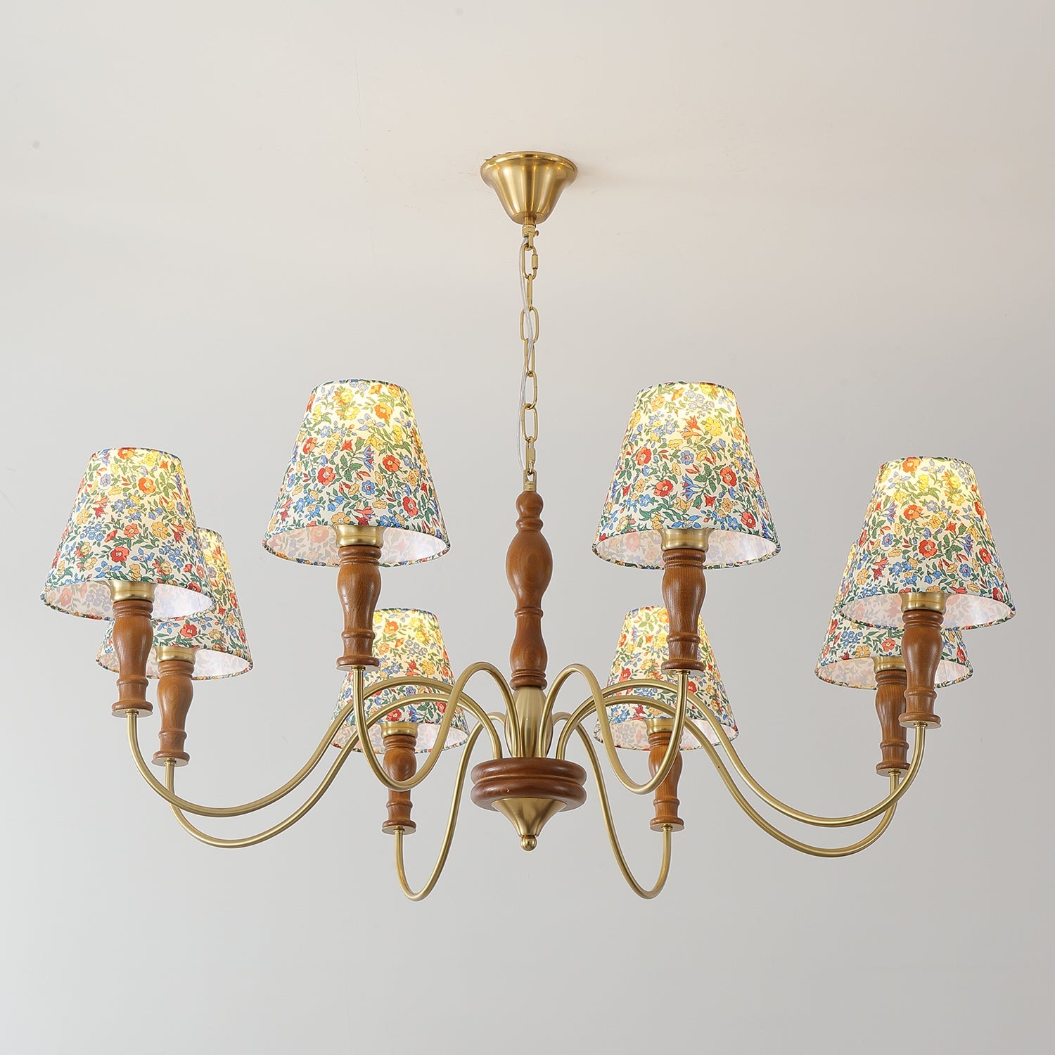 Lámpara de Techo Floral Alyssa de Metal y Madera, 3, 6 o 8 Luces, Ideal para Salones y Comedores - Lámparas de Techo Modernas 9