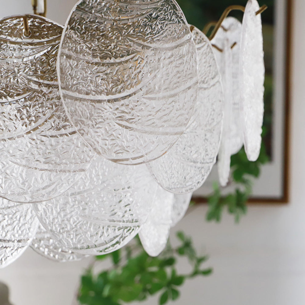 Lámpara de Techo Grande de Cristal con Pantalla de Vidrio Ondulado y Estructura de Hierro Dorado – Ideal para Sala y Dormitorio 8