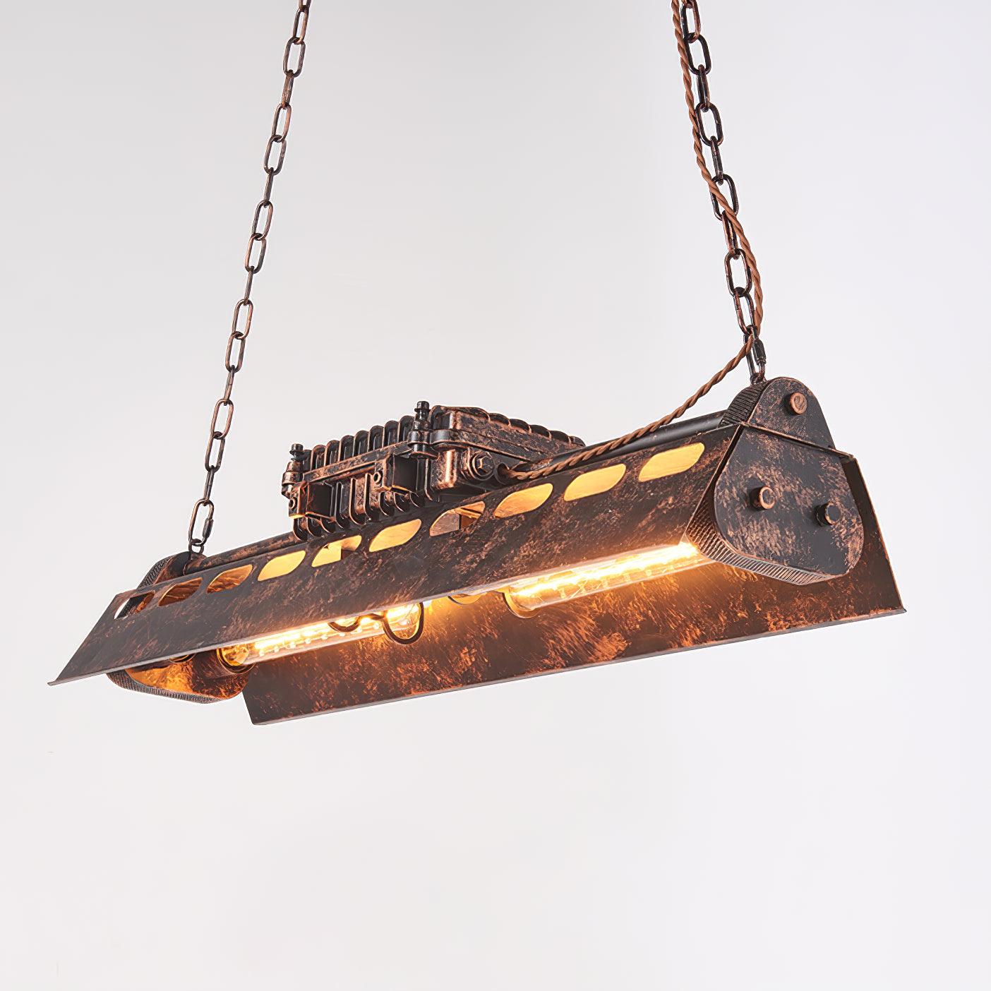 Lámpara de Techo Industrial Steampunk con Marco de Metal en Acabado Óxido – Diseño Vintage y Altura Ajustable 0