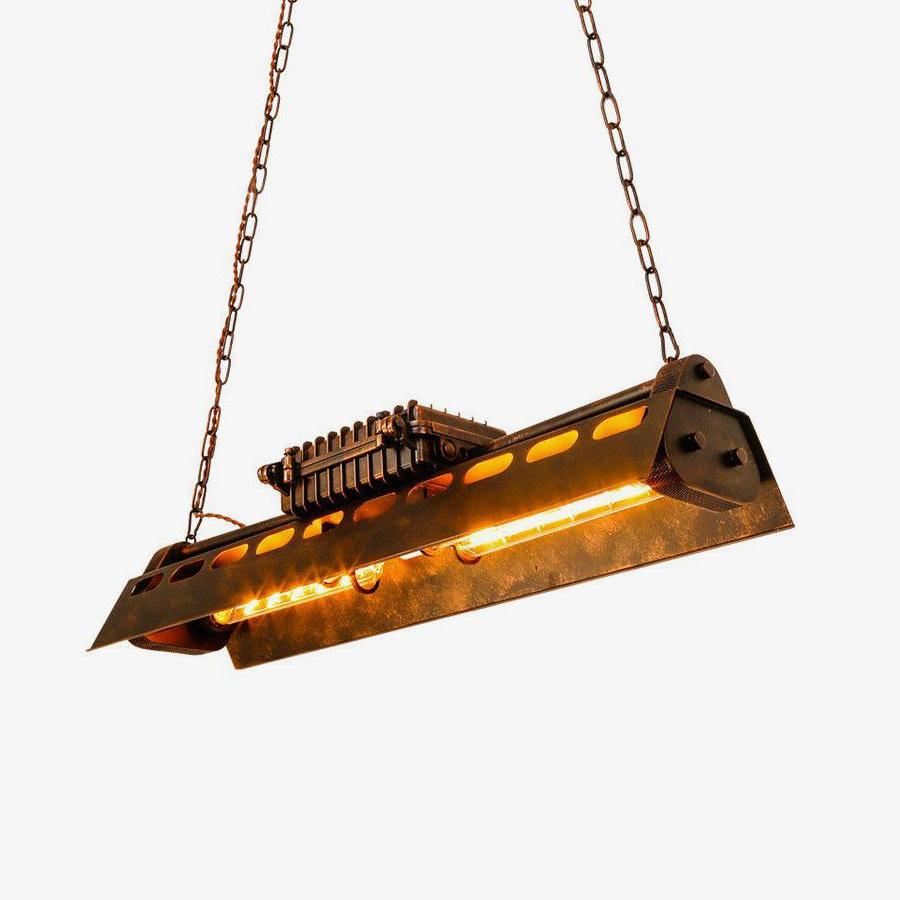 Lámpara de Techo Industrial Steampunk con Marco de Metal en Acabado Óxido – Diseño Vintage y Altura Ajustable 1