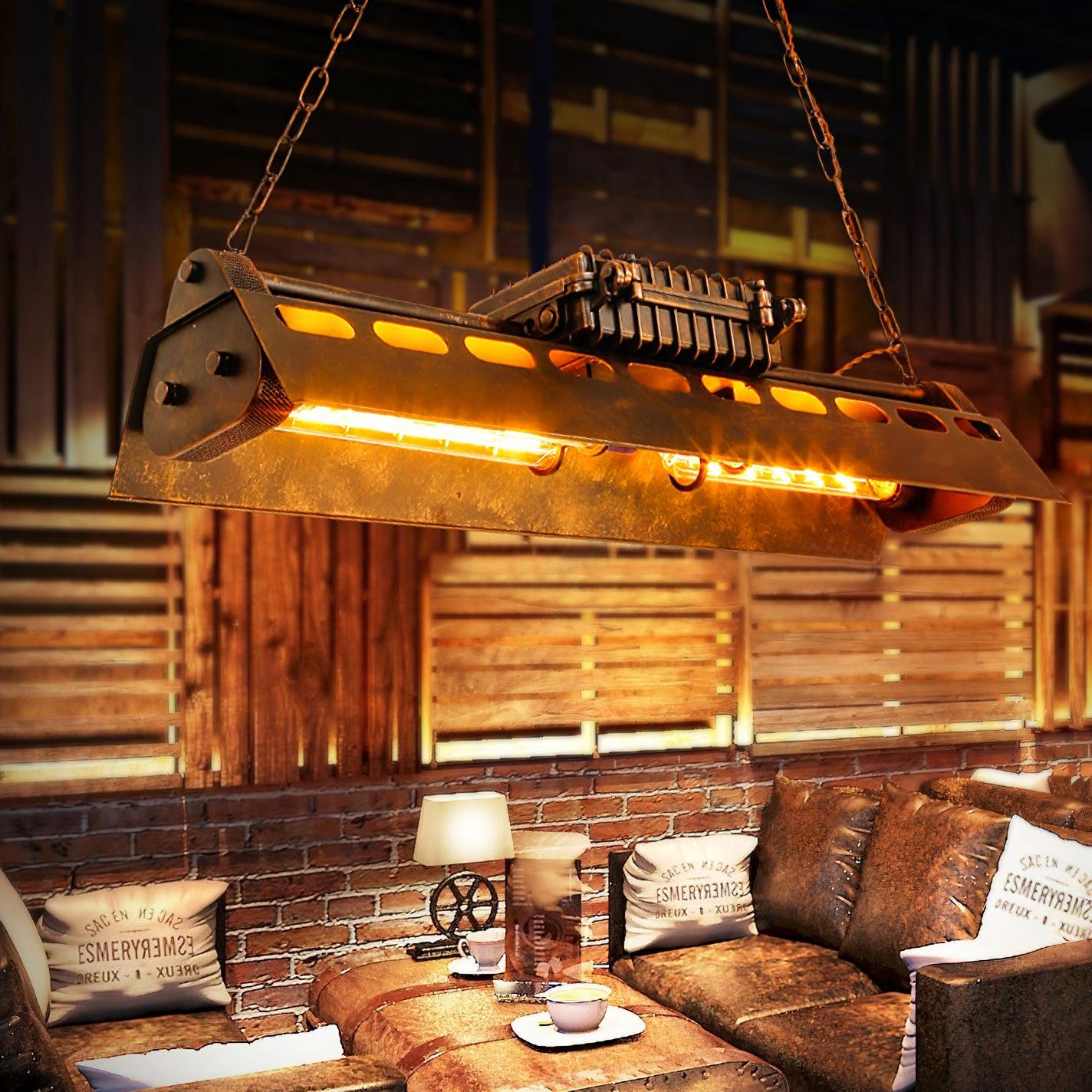 Lámpara de Techo Industrial Steampunk con Marco de Metal en Acabado Óxido – Diseño Vintage y Altura Ajustable 2