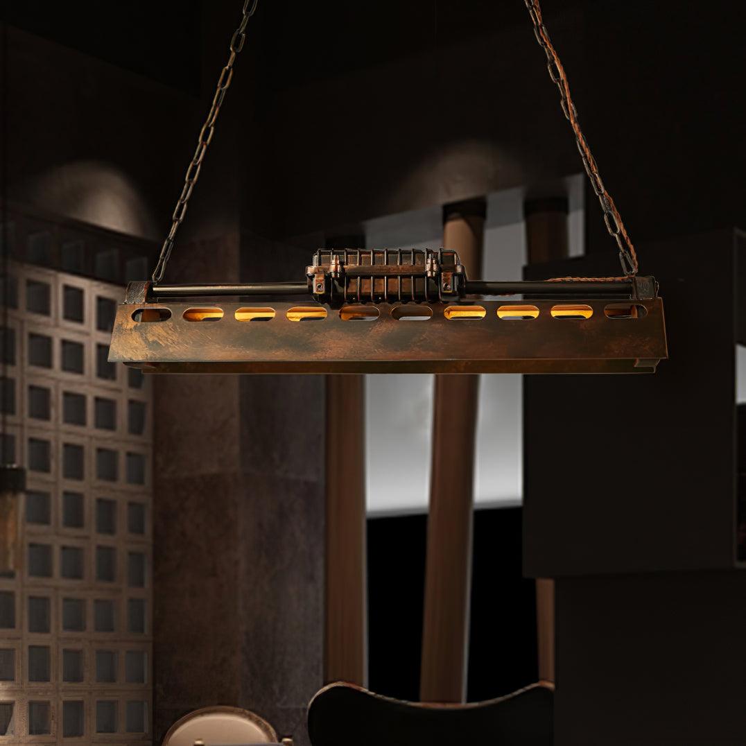 Lámpara de Techo Industrial Steampunk con Marco de Metal en Acabado Óxido – Diseño Vintage y Altura Ajustable 8