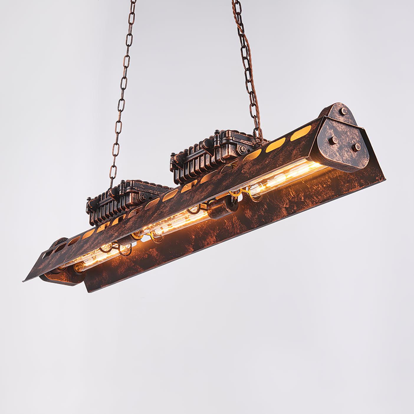 Lámpara de Techo Industrial Steampunk con Marco de Metal en Acabado Óxido – Diseño Vintage y Altura Ajustable 9