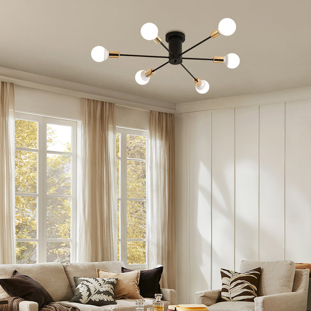 Lámpara de Techo Industrial con Cabezas Ajustables de Hierro para Salón y Dormitorio - Iluminación Moderna y Funcional 7