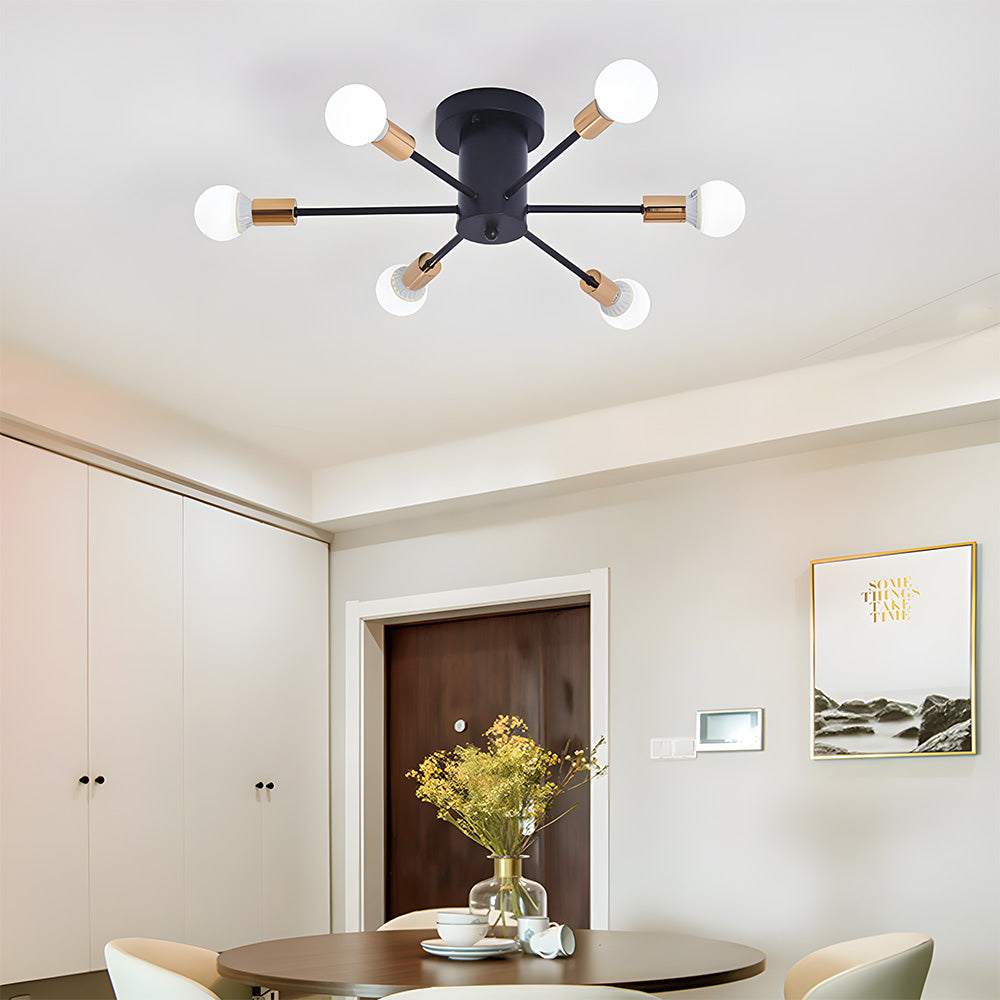 Lámpara de Techo Industrial con Cabezas Ajustables de Hierro para Salón y Dormitorio - Iluminación Moderna y Funcional 8