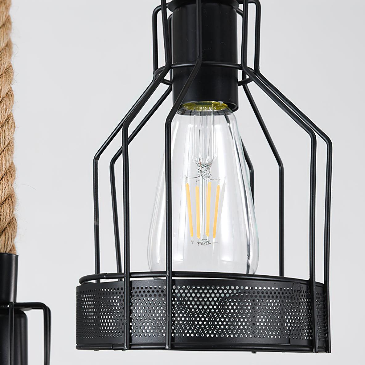 Lámpara de Techo Industrial de Cuerda de Cáñamo con 5 o 8 Luces – Chandelier Ecológico y Elegante 7