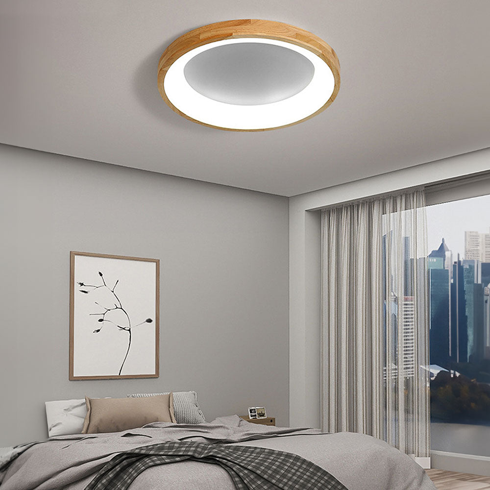 Lámpara de Techo LED Minimalista de Madera, Diseño Moderno para Dormitorio, Iluminación Eficiente y Acogedora 1